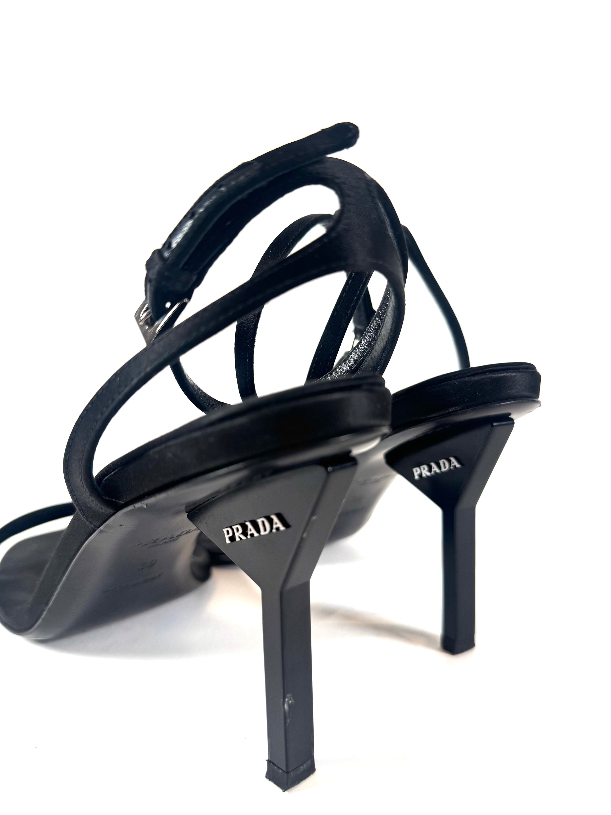 BLACK SATIN STRAPPY PUMPS @JKOVA