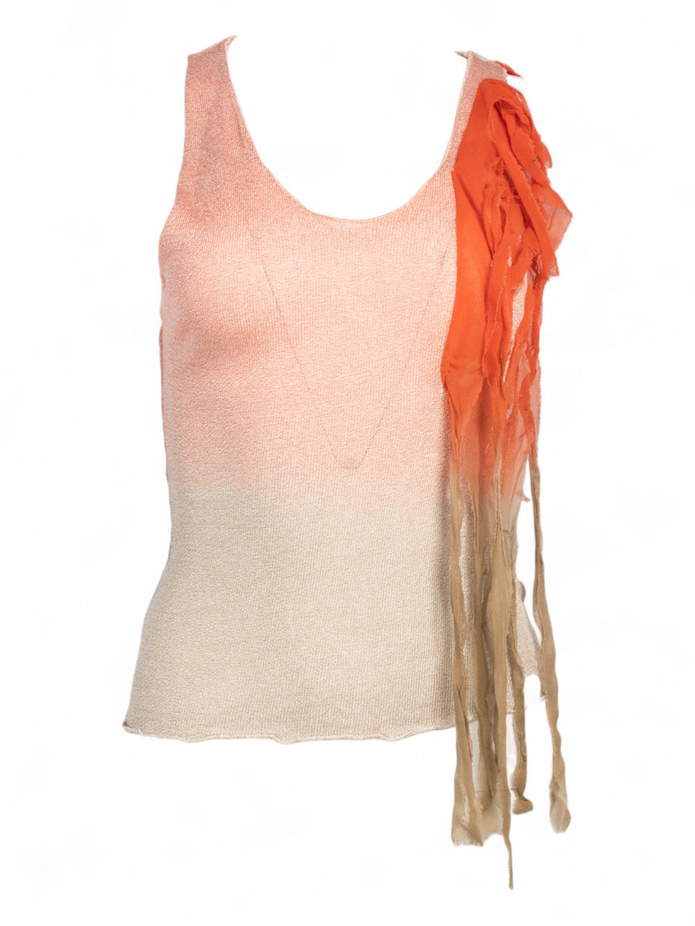 ORANGE OMBRE KNIT & SILK DETAIL TANK