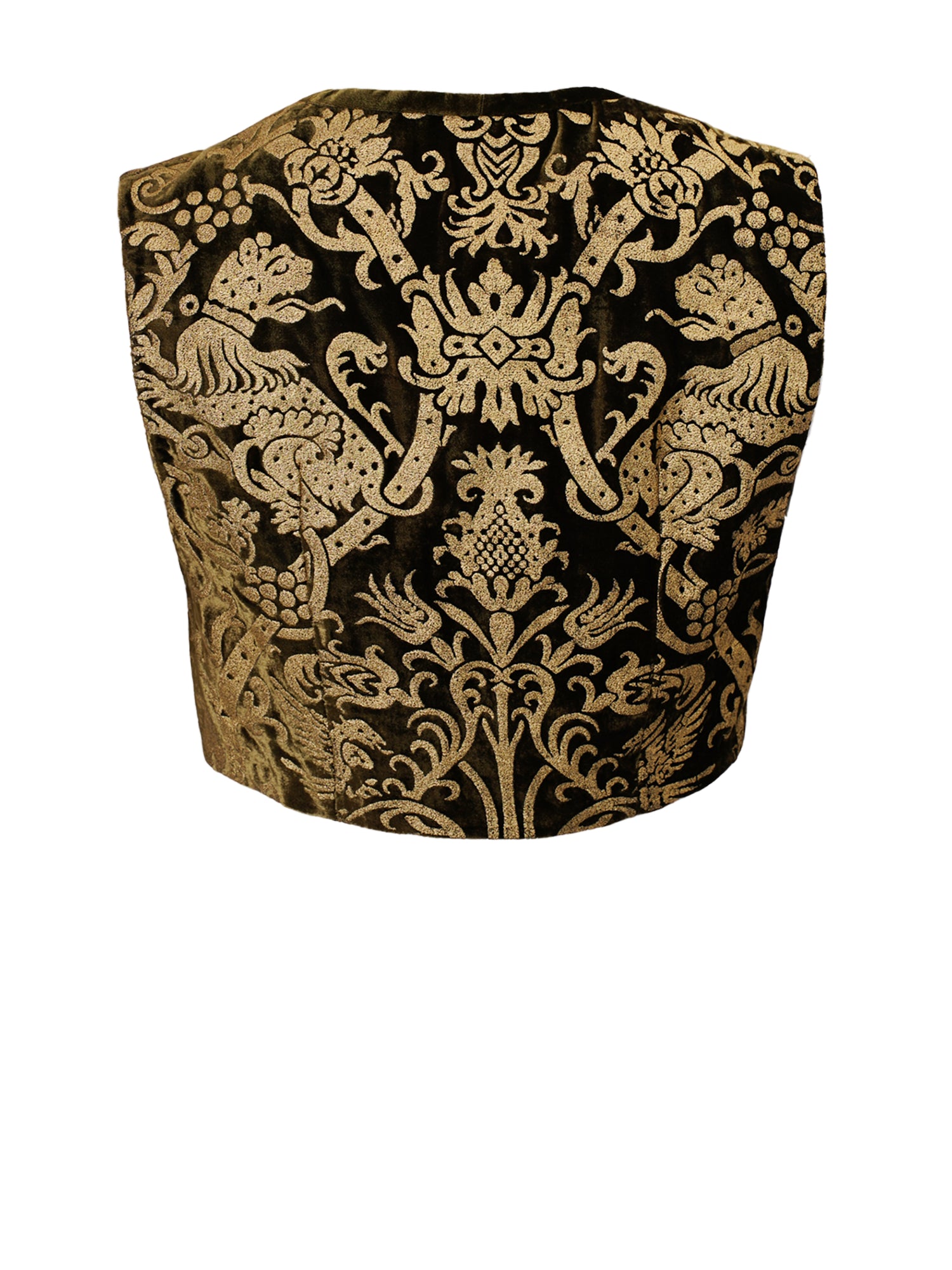 FW06 GREEN & GOLD BROCADE CROPPED VELVET TOP
