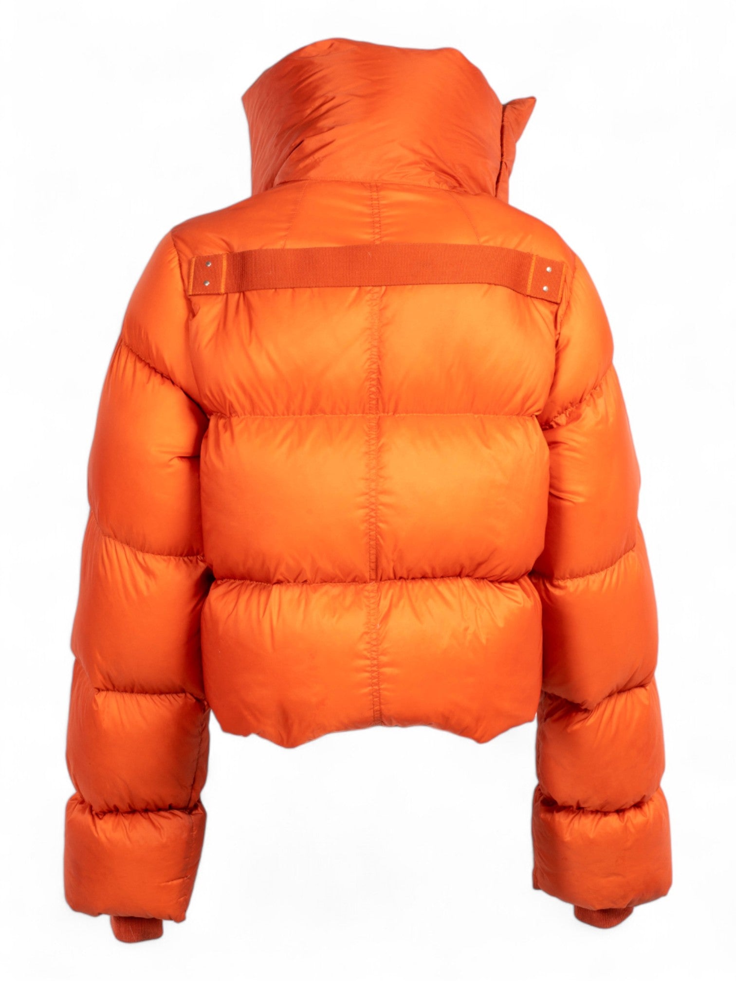 ORANGE STROBE CROPPED PUFFER @KGUE