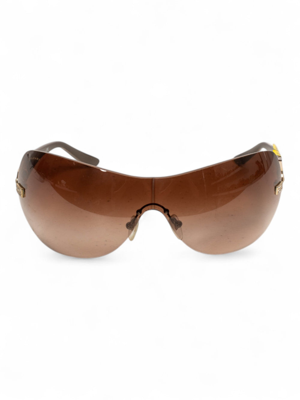 BROWN SHIELD RHINESTONE SUNGLASSES