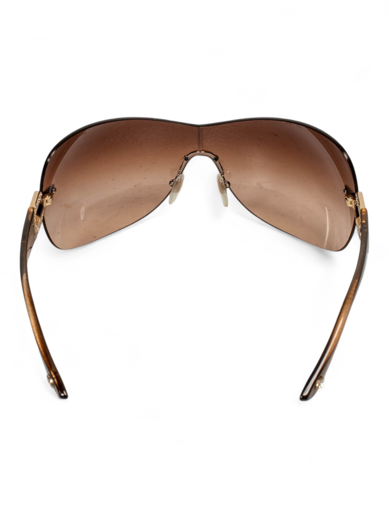 BROWN SHIELD RHINESTONE SUNGLASSES