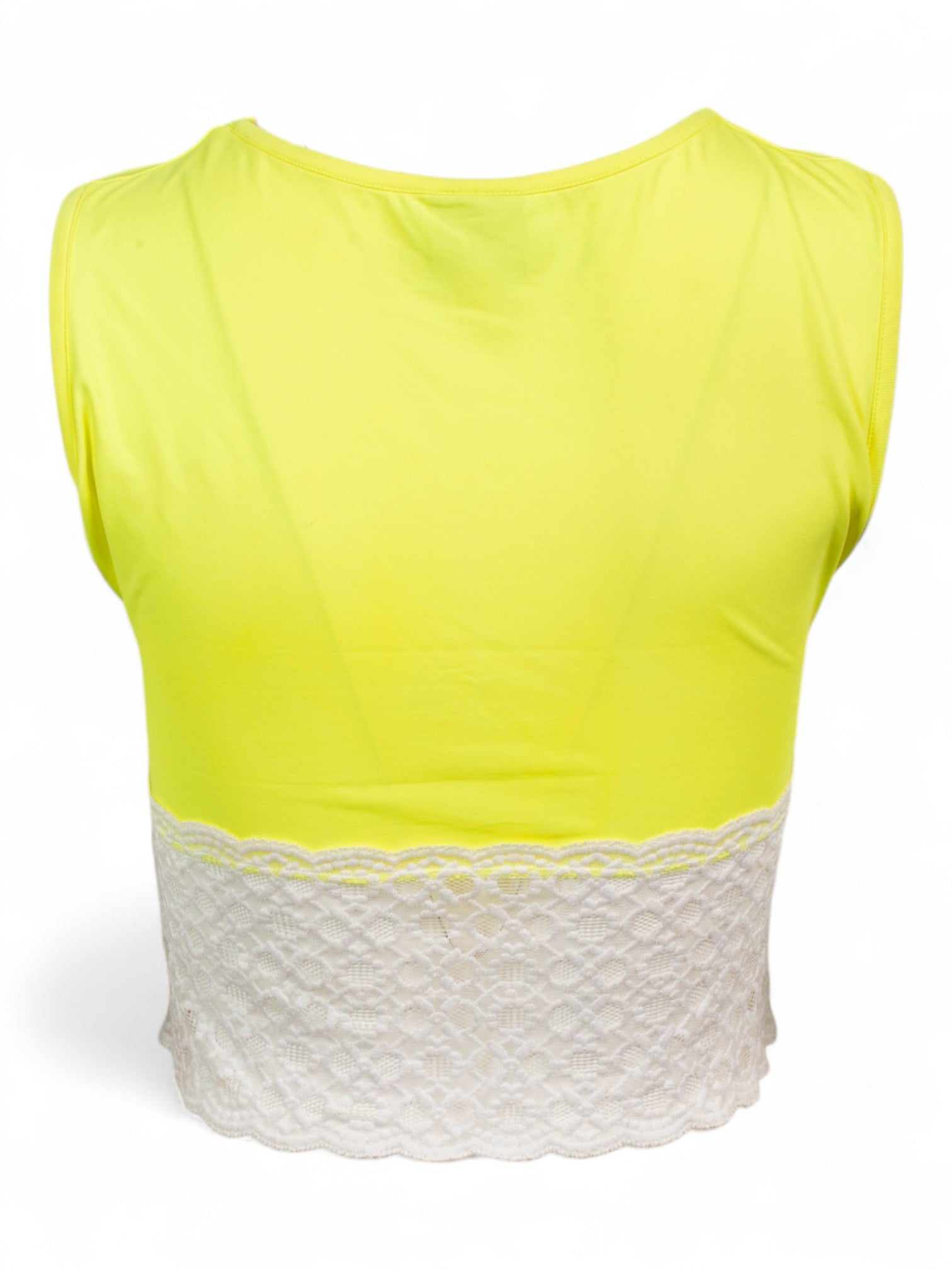 YELLOW & WHITE LACE LOGO TOP