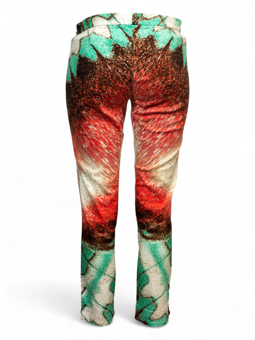 EARTH TONE FEATHER PRINTED CAPRIS WITH LEATHER DETAILS