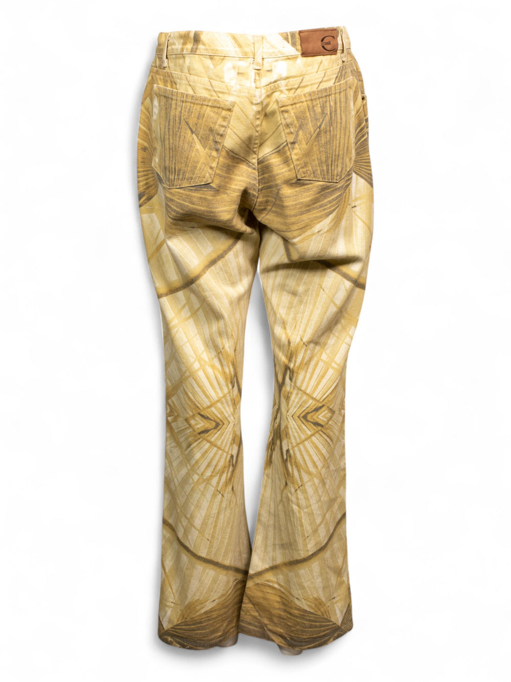 YELLOW PALM TREE PRINTED JEANS