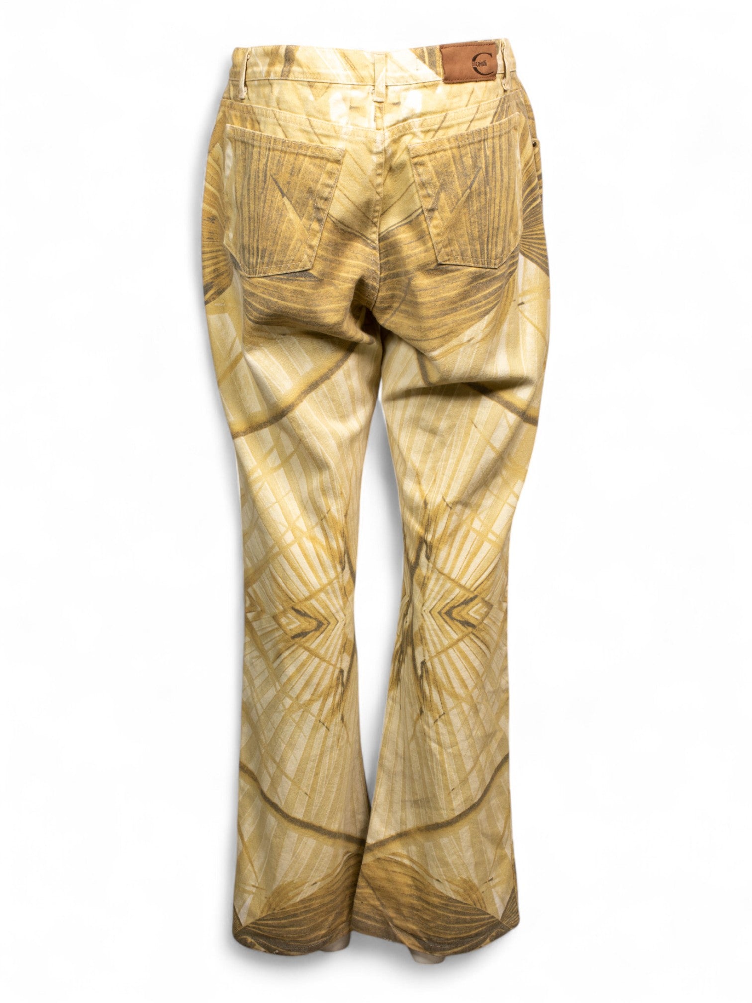 YELLOW PALM TREE PRINTED JEANS