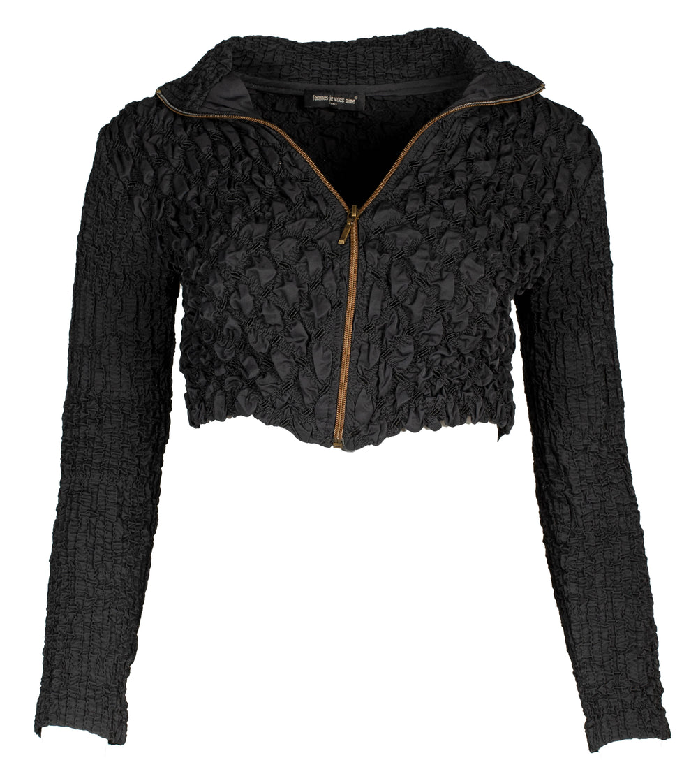 90S BLACK BUBBLE CROPPED JACKET