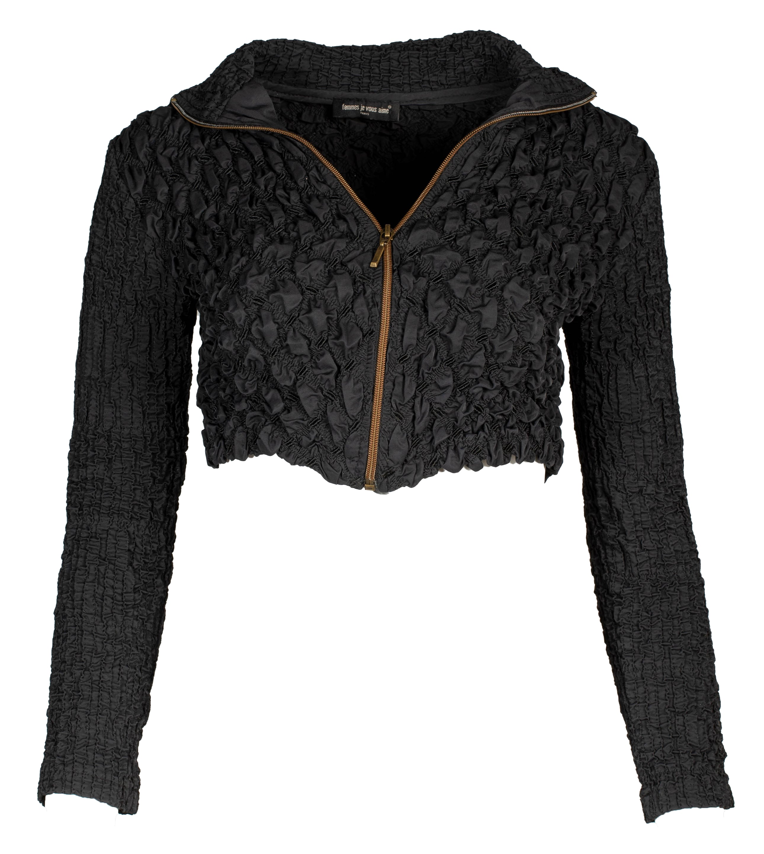 90S BLACK BUBBLE CROPPED JACKET