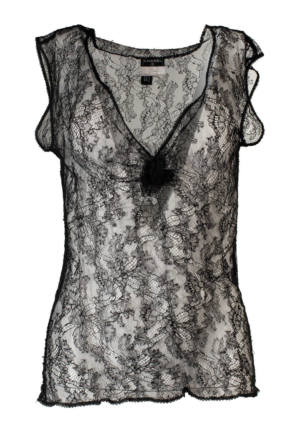 FW04 BLACK CHANTILLY LACE SLEEVELESS TOP *ALTERED*