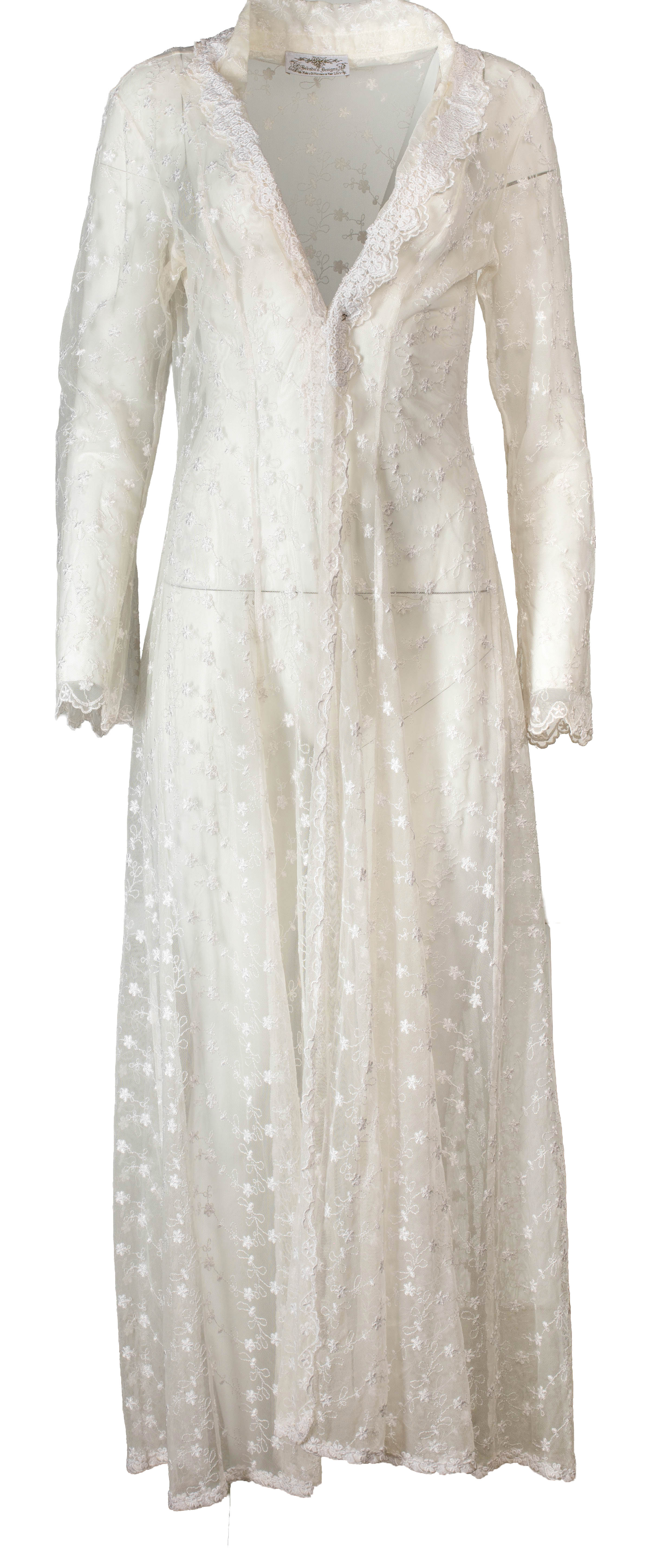WHITE SHEER EMBROIDERED MAXI DUSTER
