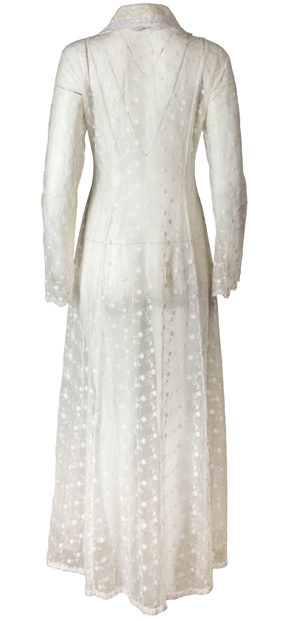 WHITE SHEER EMBROIDERED MAXI DUSTER