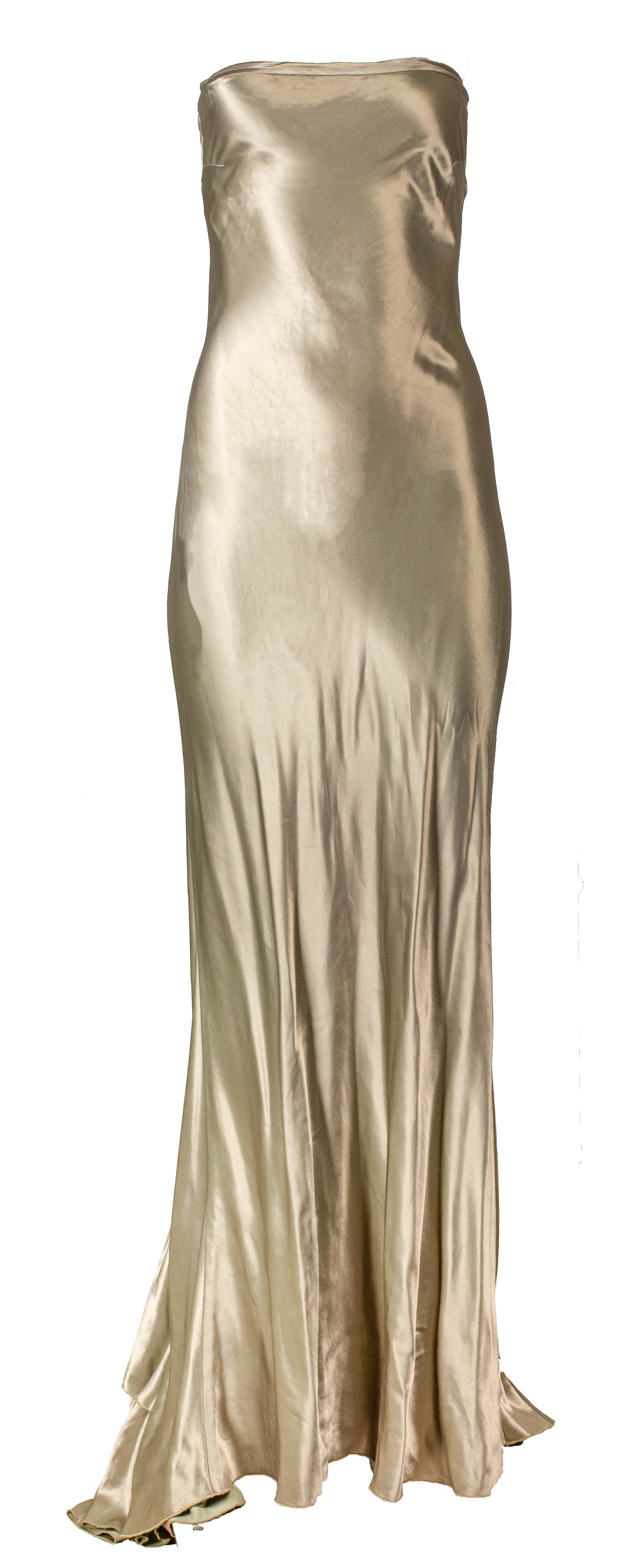 VINTAGE SAGE GOWN WITH EMBELLISHED TRAIN