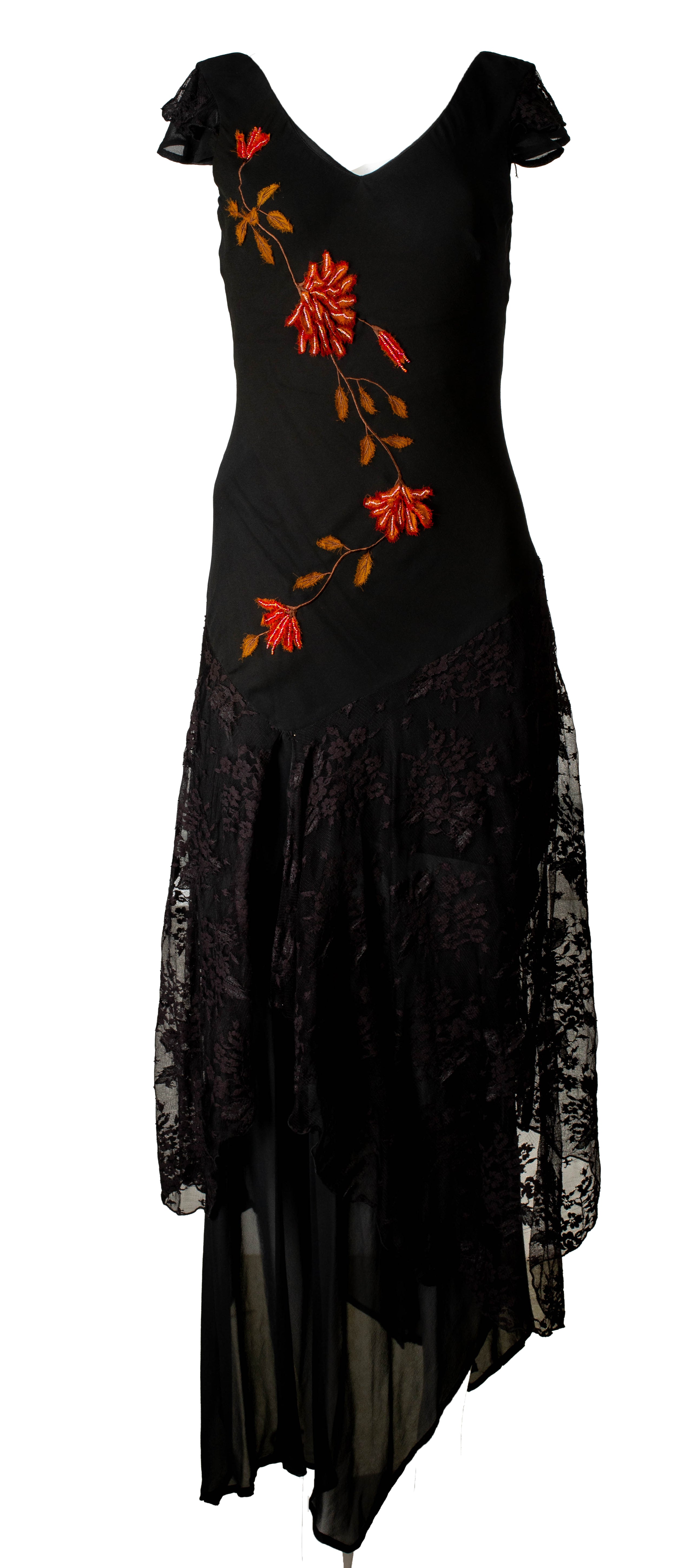BLACK FLORAL MIDI DRESS