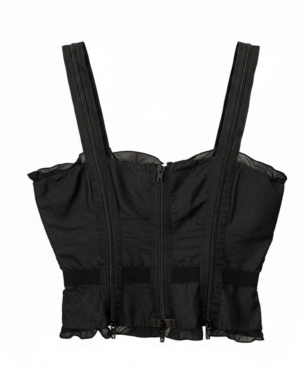 BLACK ZIPPER CORSET TOP