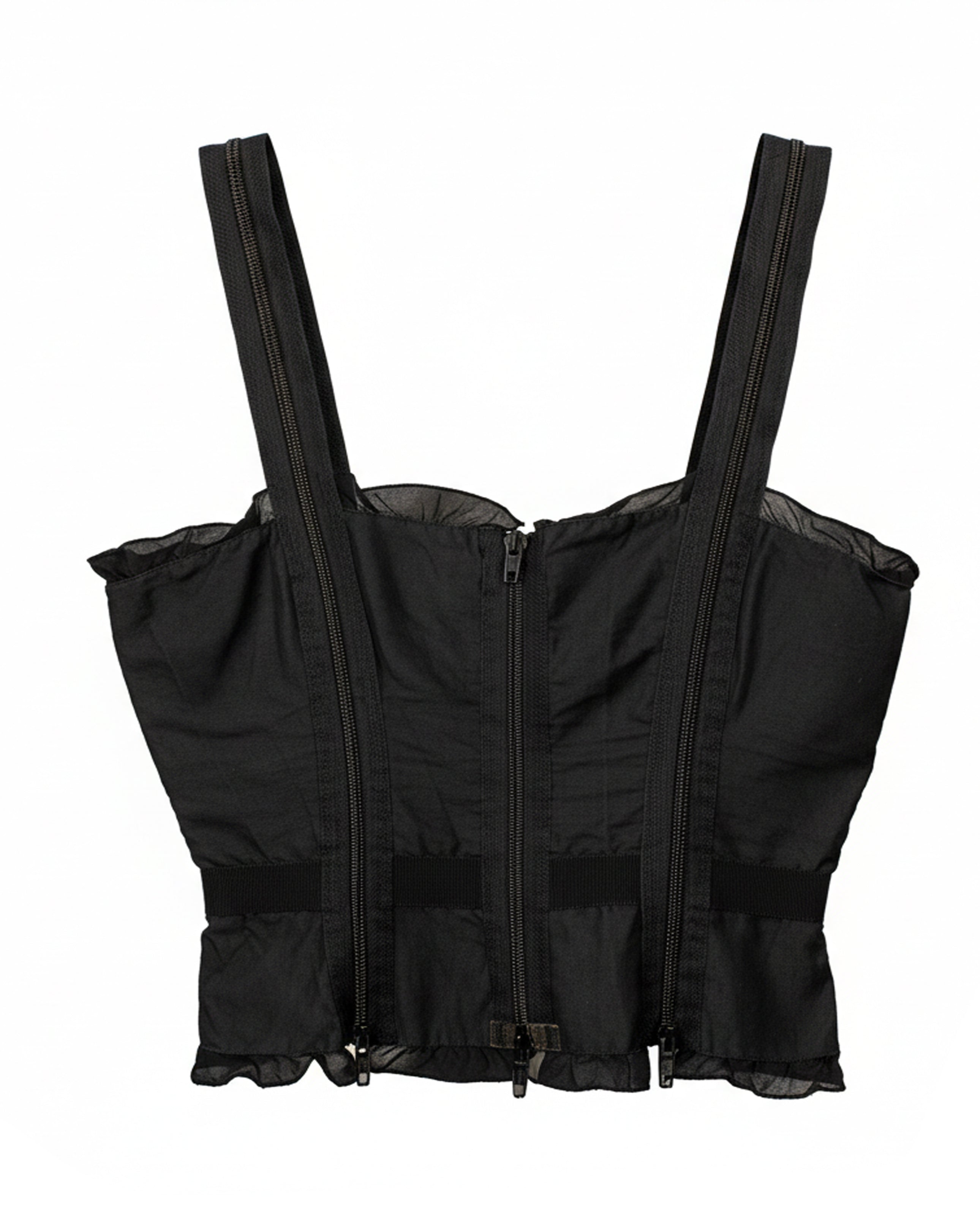 BLACK ZIPPER CORSET TOP