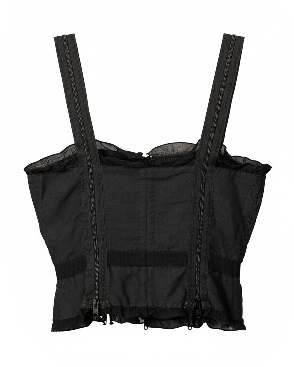 BLACK ZIPPER CORSET TOP