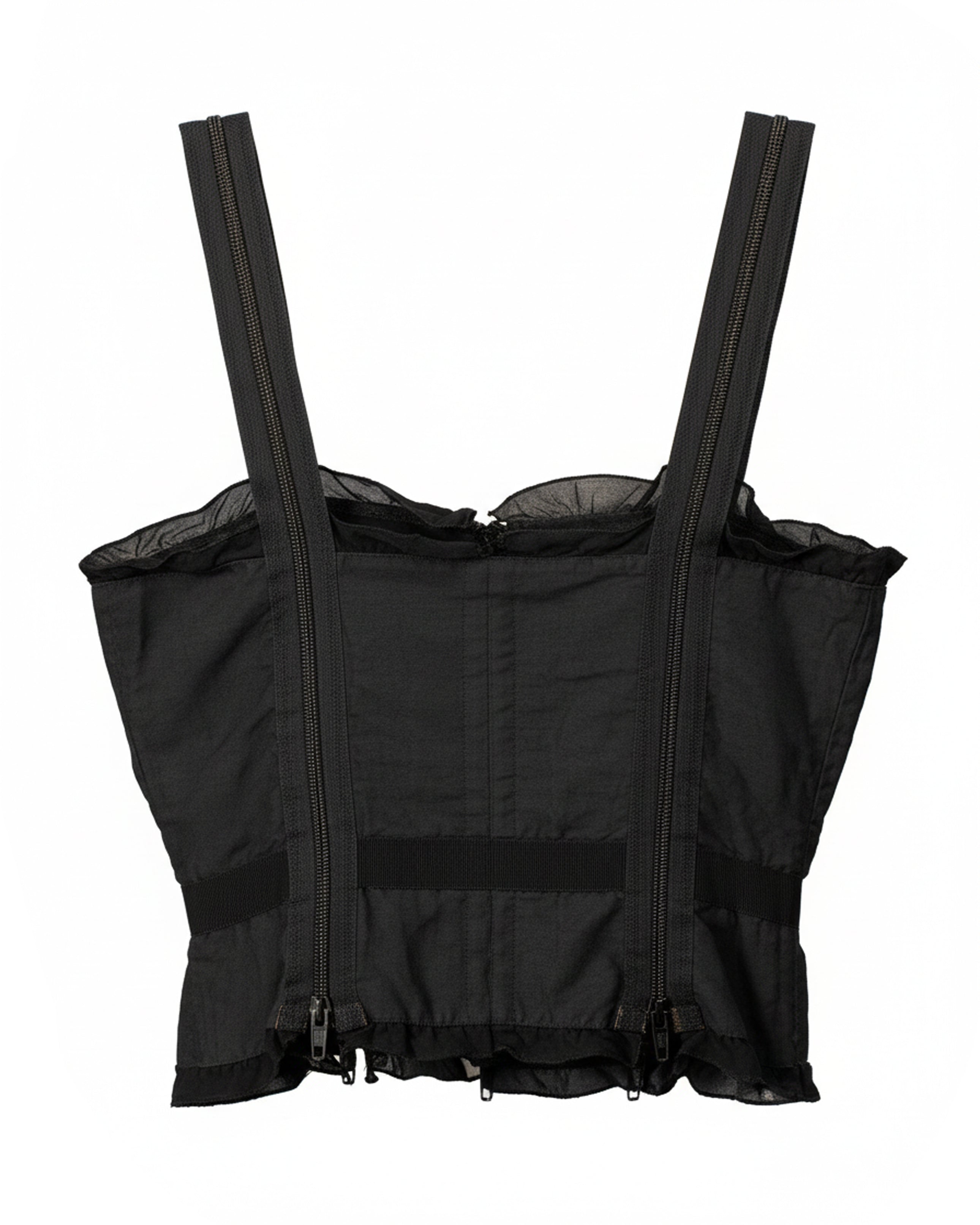 BLACK ZIPPER CORSET TOP