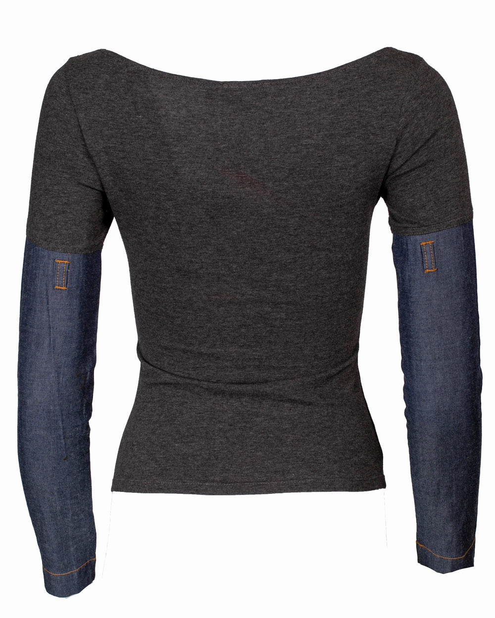 "LOVE OR SEX" DENIM SLEEVE TOP