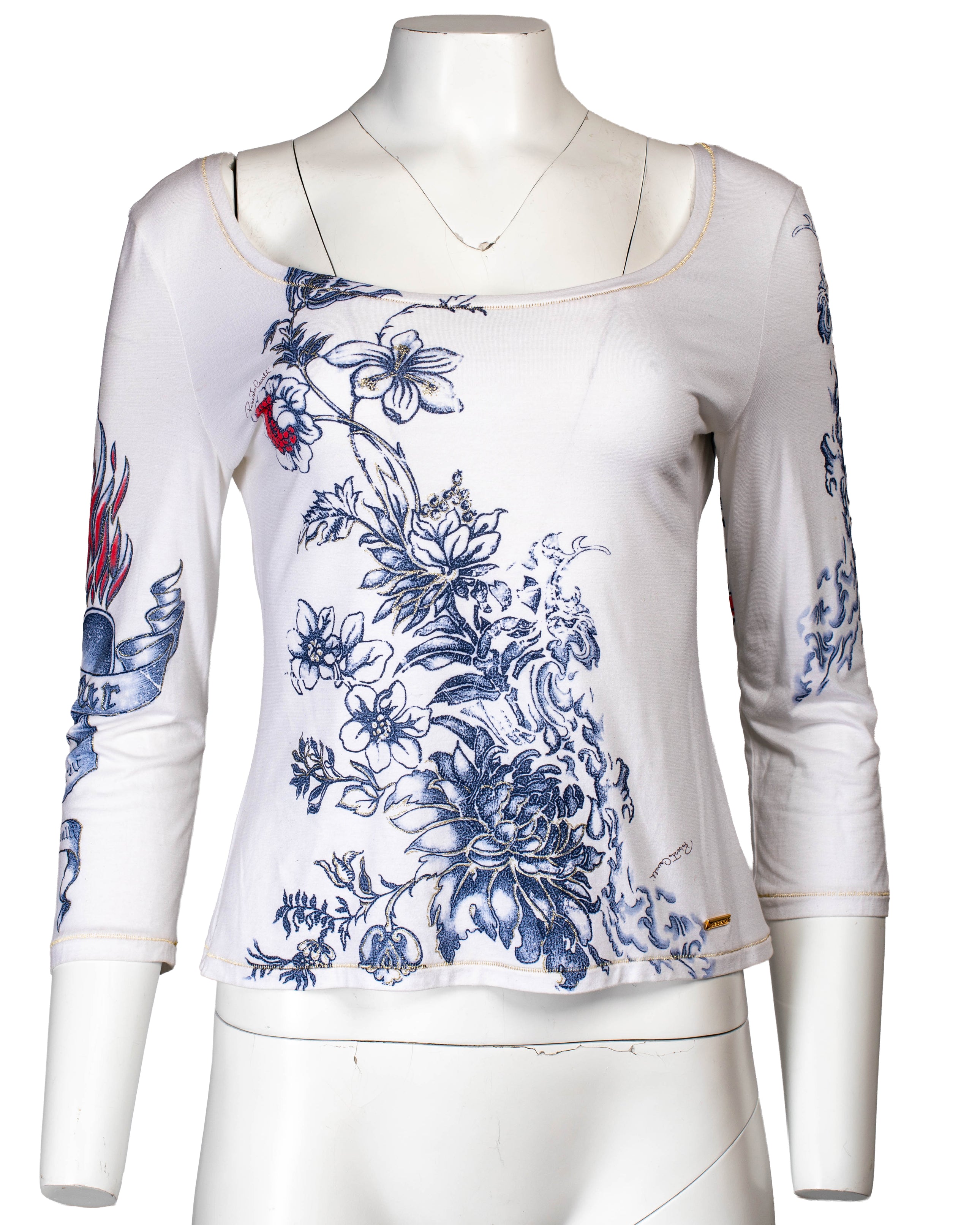 2003 WHITE TATTOO AMOUR PRINTED L/S TOP