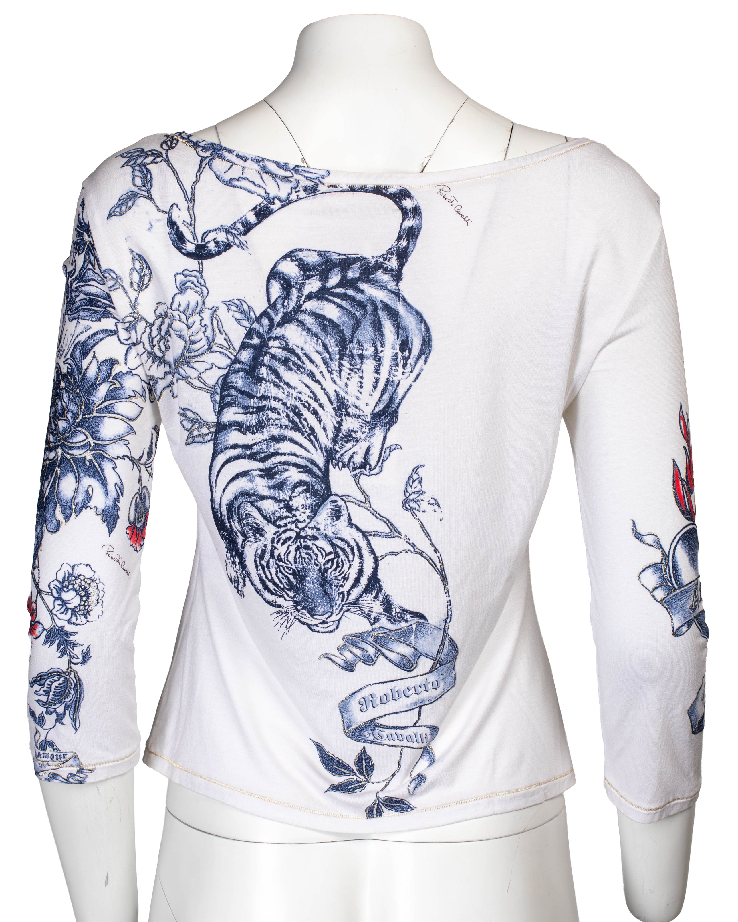 2003 WHITE TATTOO AMOUR PRINTED L/S TOP