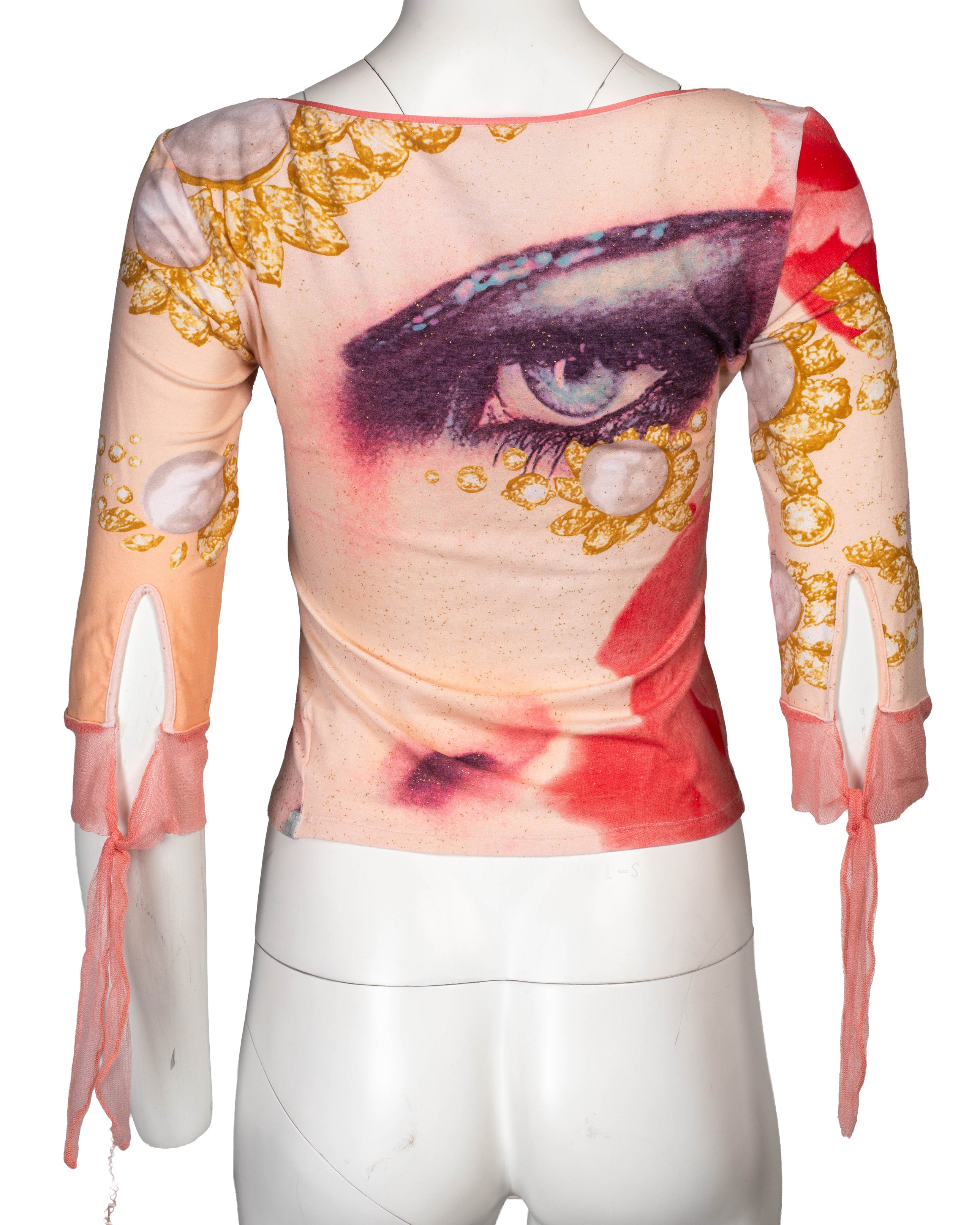 SS01 LIZ TAYLOR EYE PRINTED L/S W SILK DETAIL