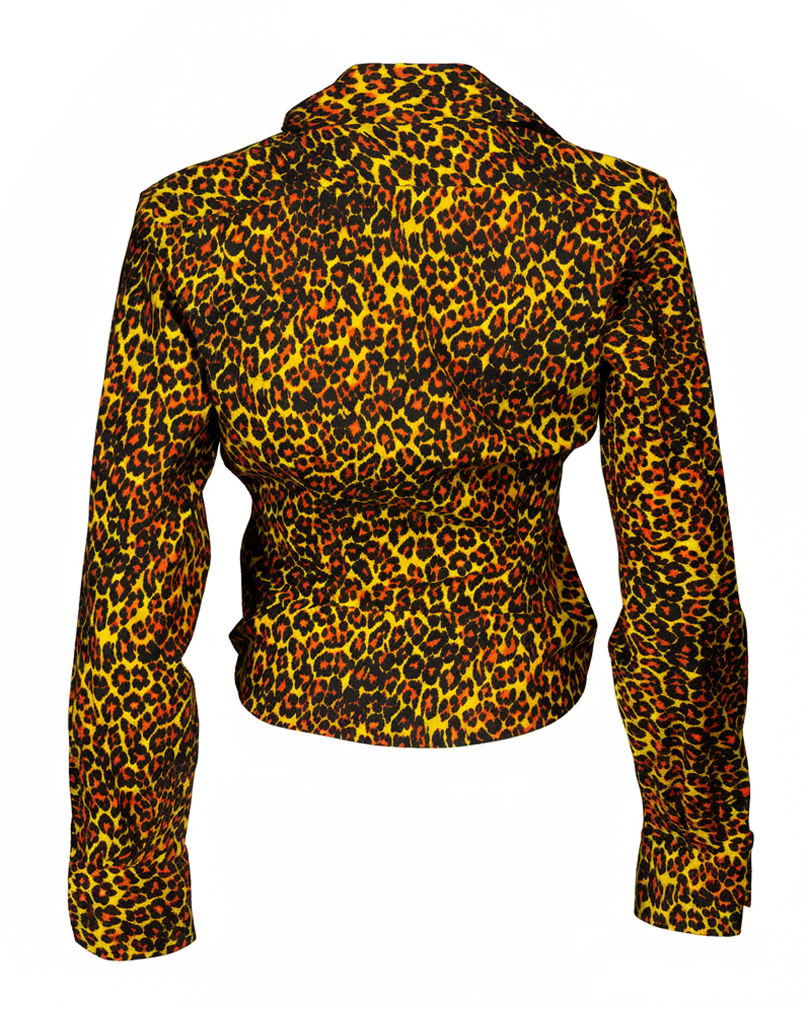 AW23 LEOPARD PRINTED DRAPED BUTTON DOWN TOP (NWT)