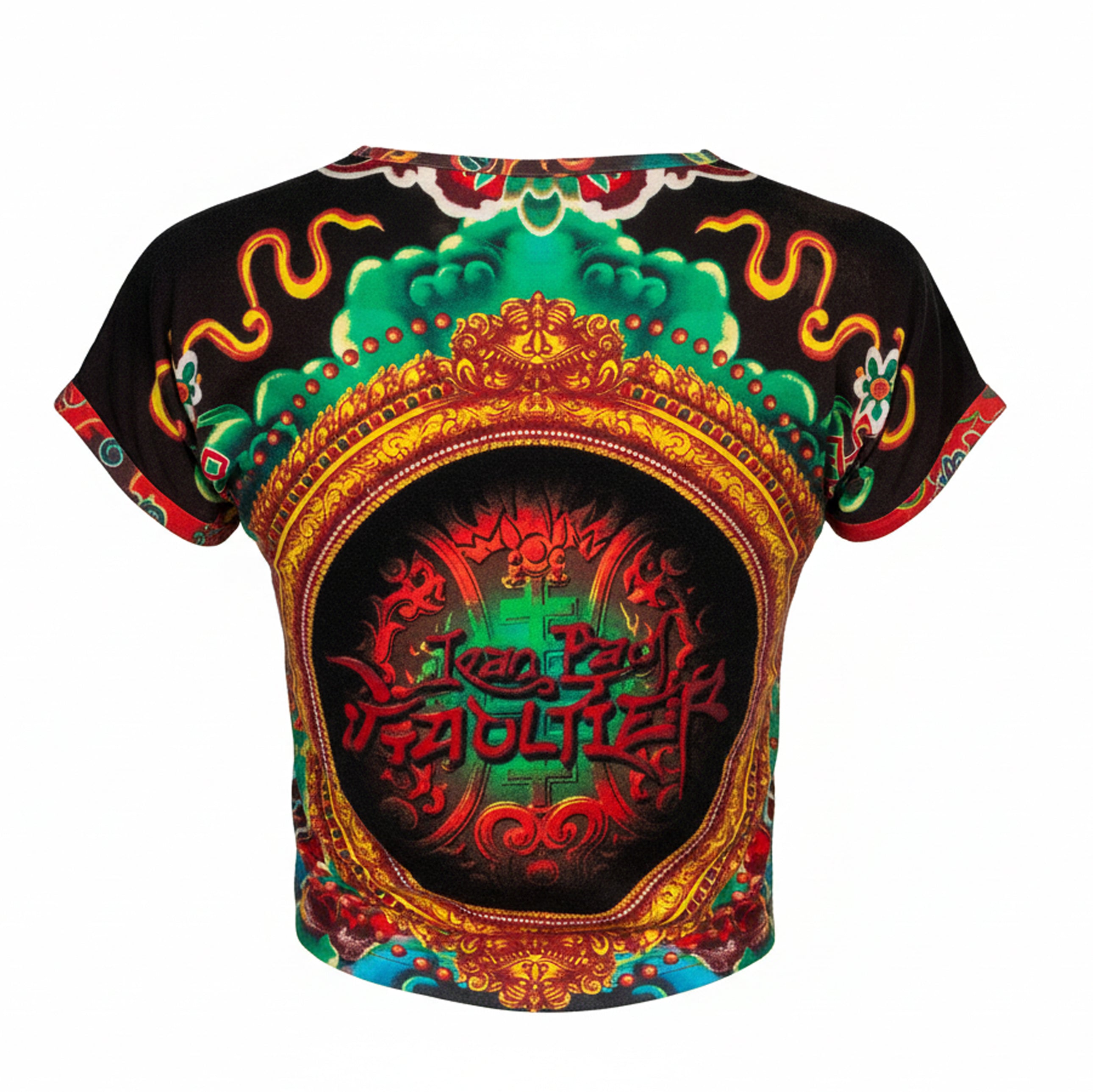 90S SHIVA TATTOO PRINT SHORT SLEEVE TOP