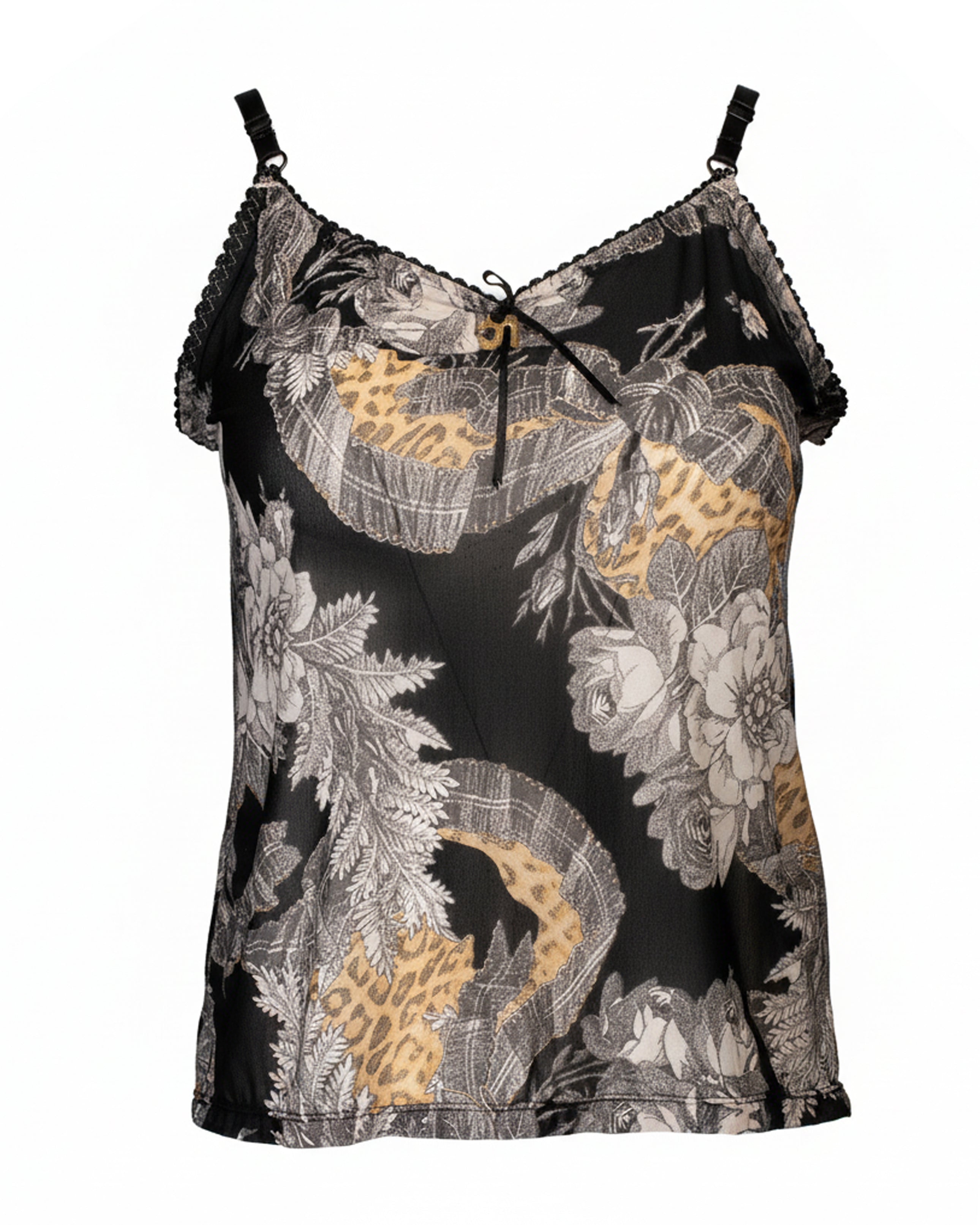 BLACK FLORAL ANIMAL PRINT CAMI TOP
