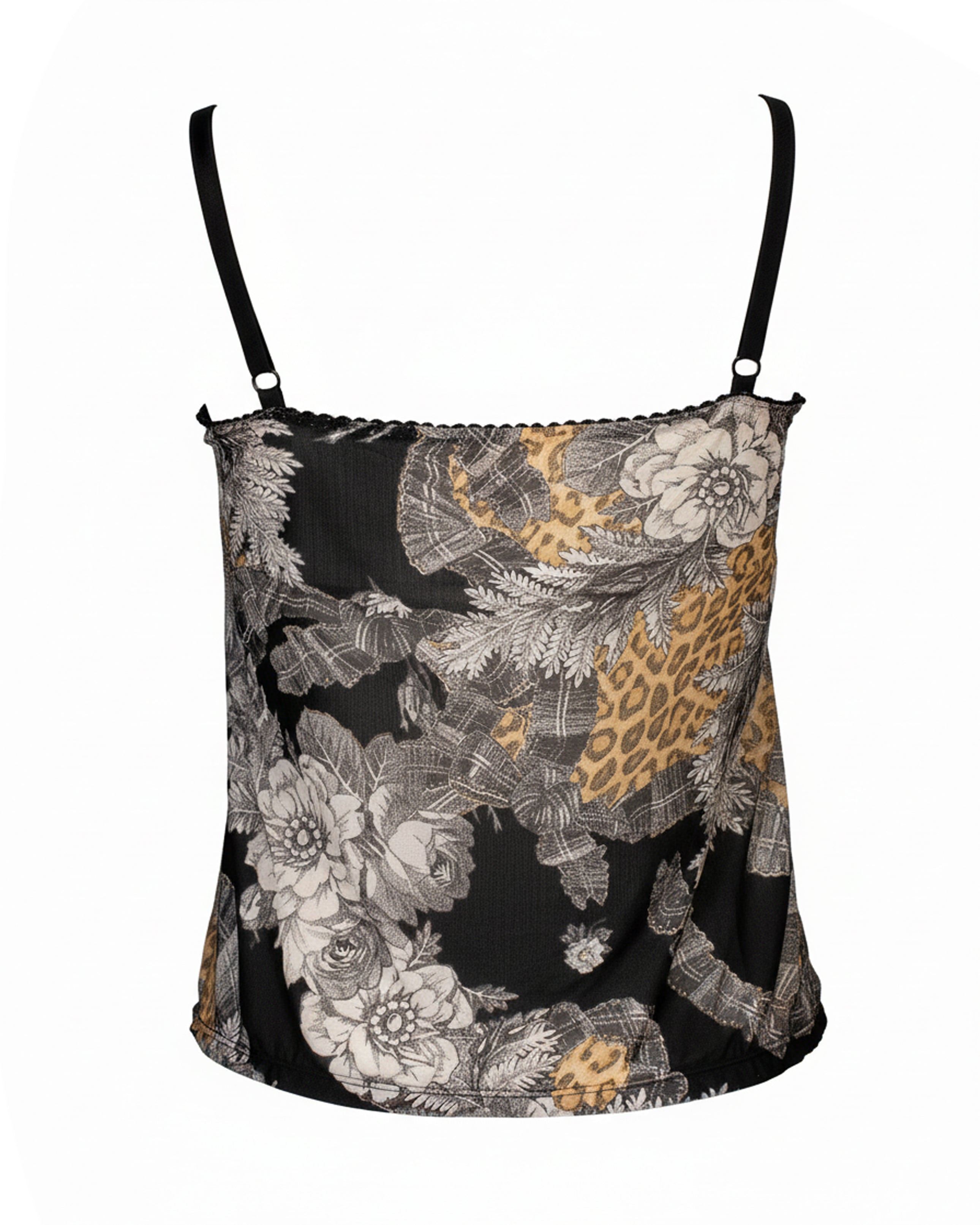 BLACK FLORAL ANIMAL PRINT CAMI TOP