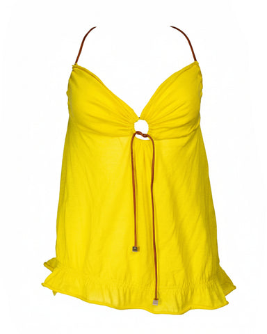 YELLOW TOP W BROWN STRAPS