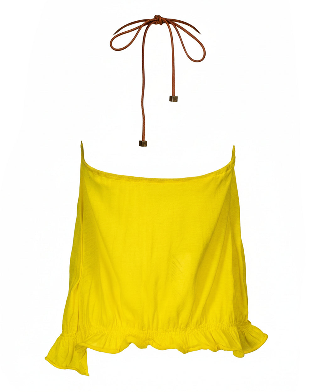 YELLOW TOP W BROWN STRAPS