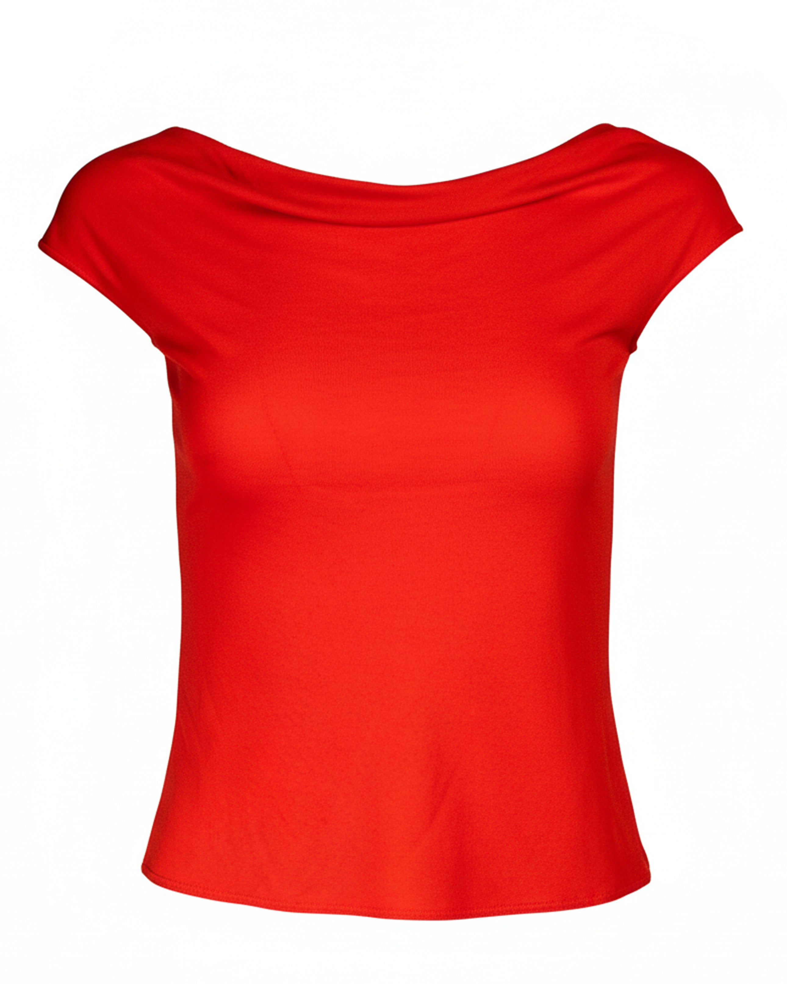 90s RARE VERMILLION VISCOSE TOP (AS IS)