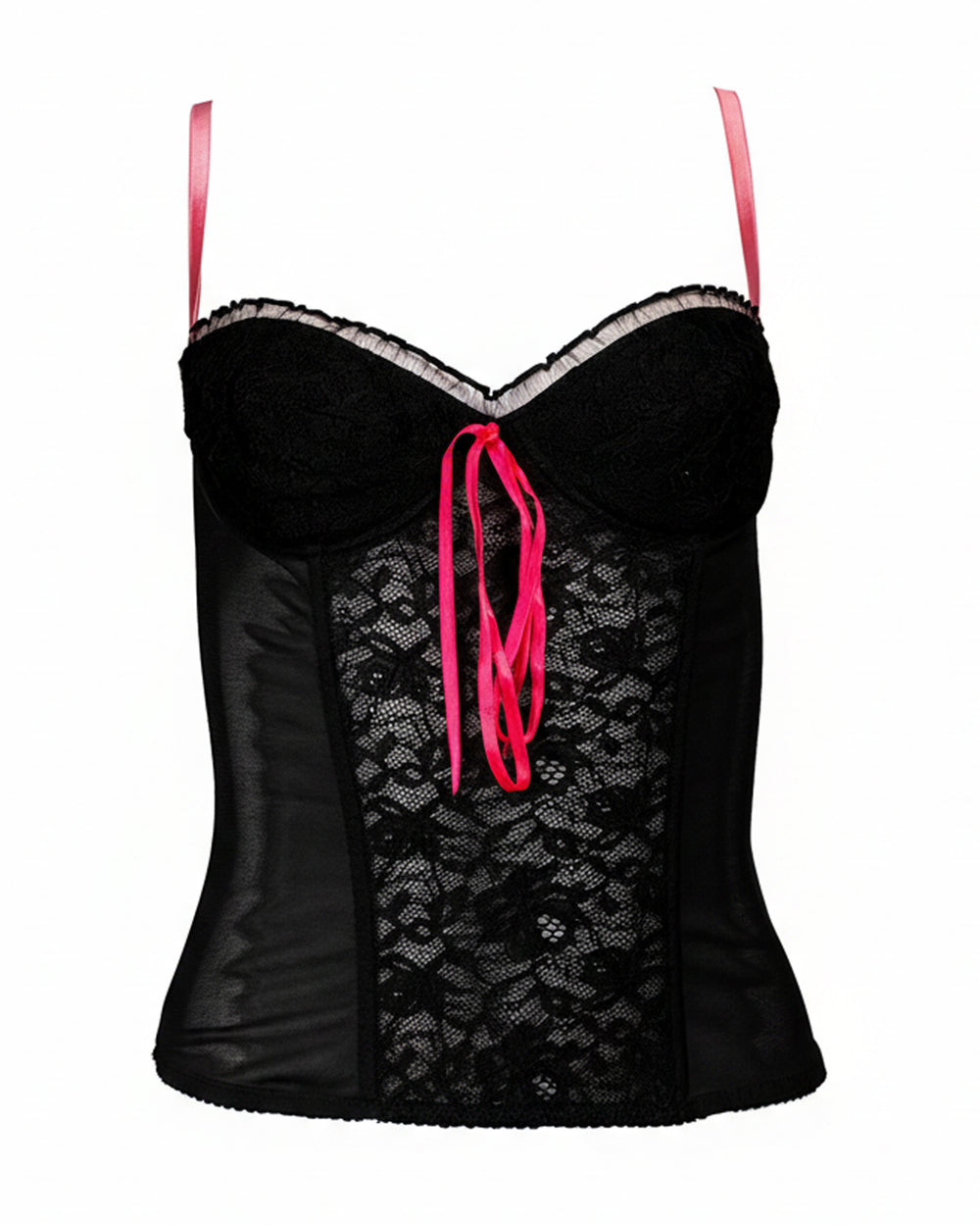 BLACK & PINK LACE BUSTIER TOP