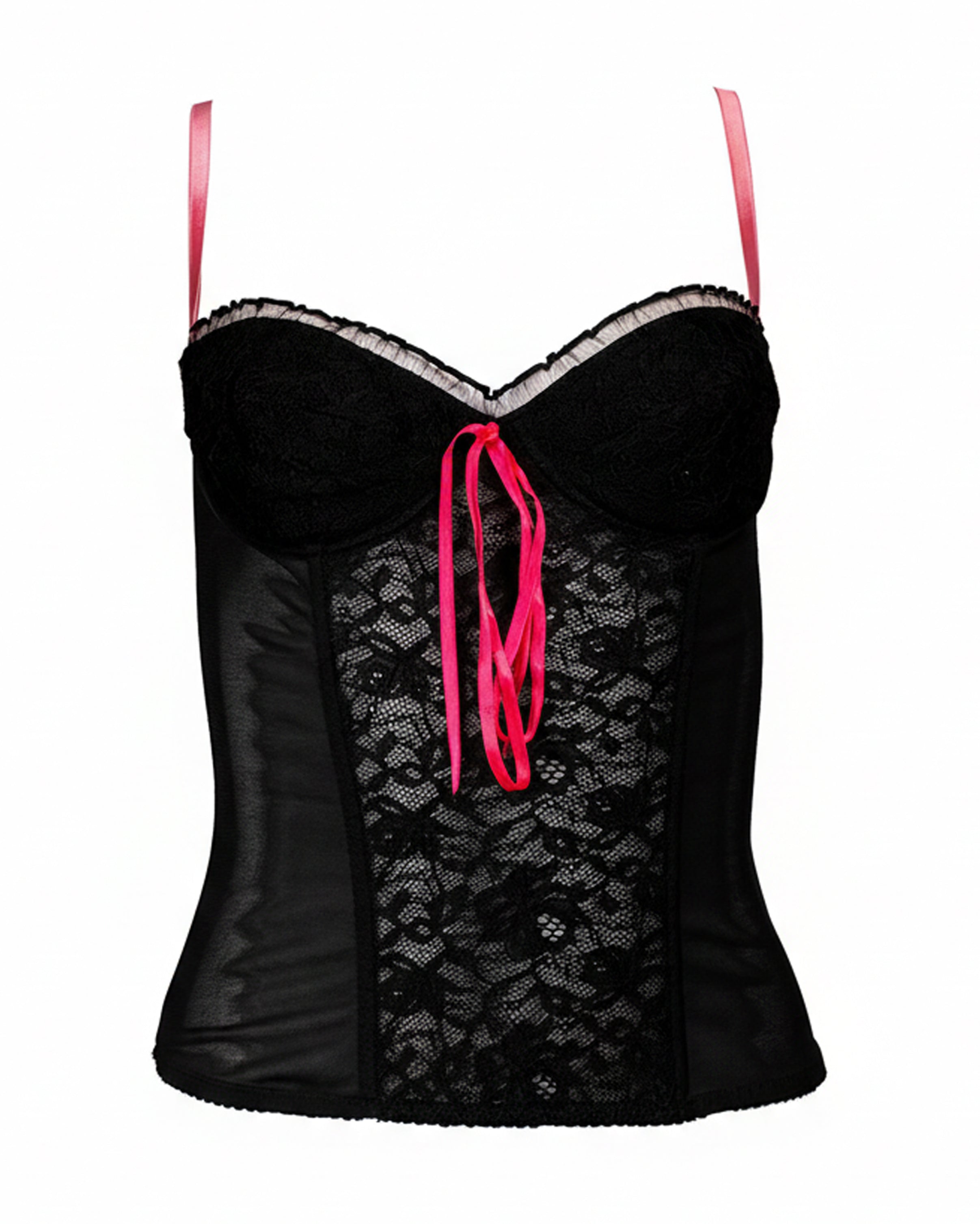 BLACK & PINK LACE BUSTIER TOP