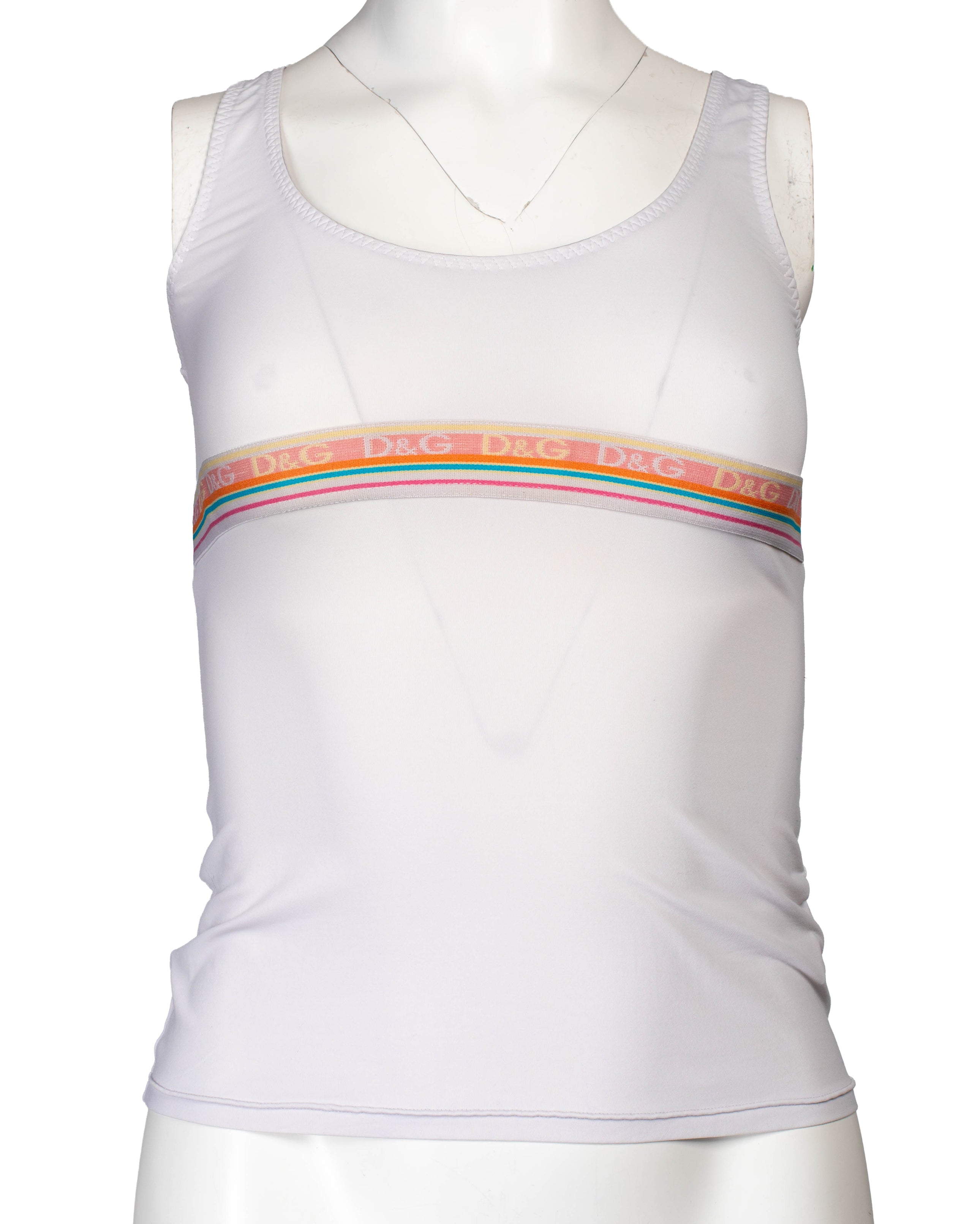 WHITE STRIPED LOGO TANK