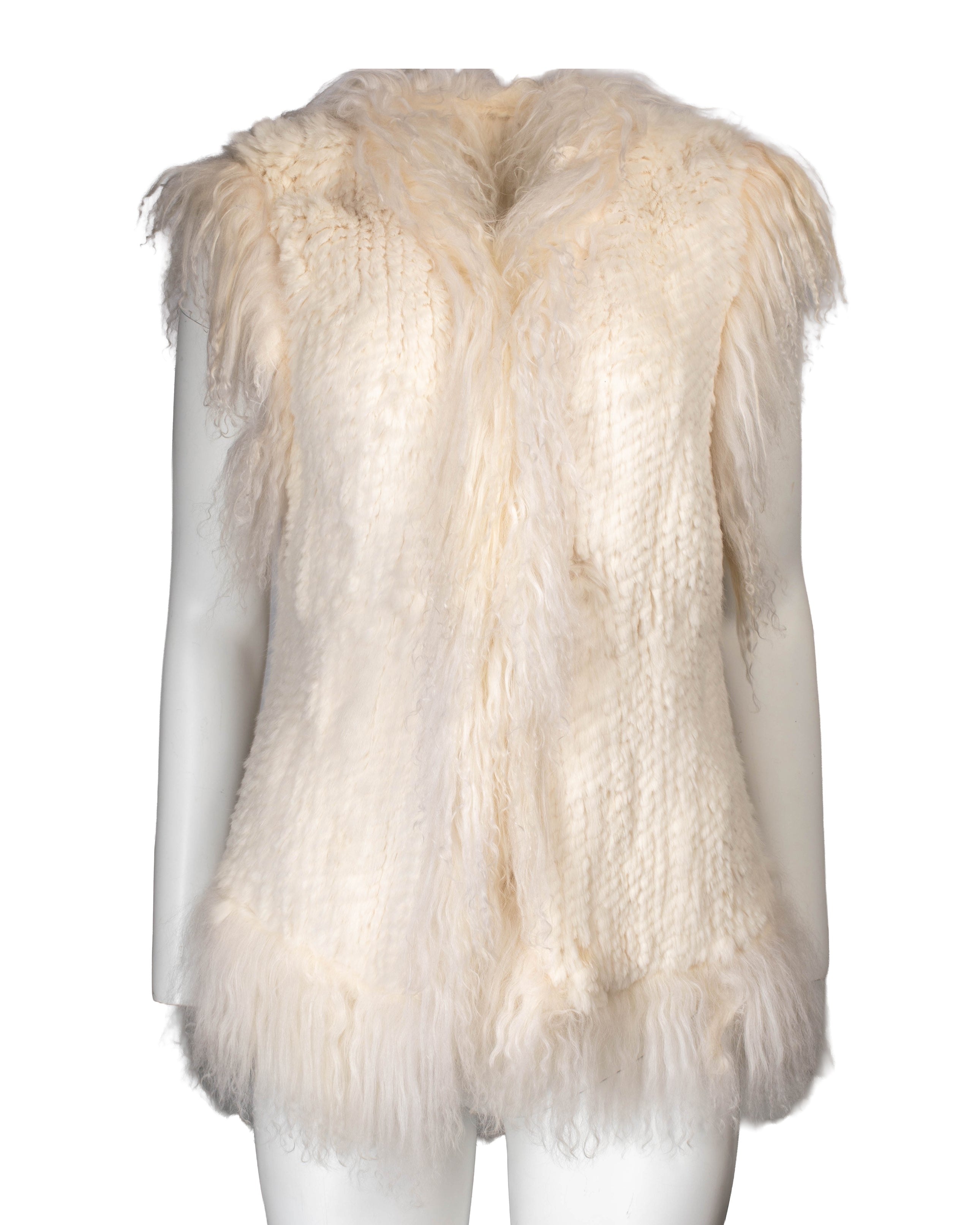 CREAM RABBIT FUR VEST @MDSG