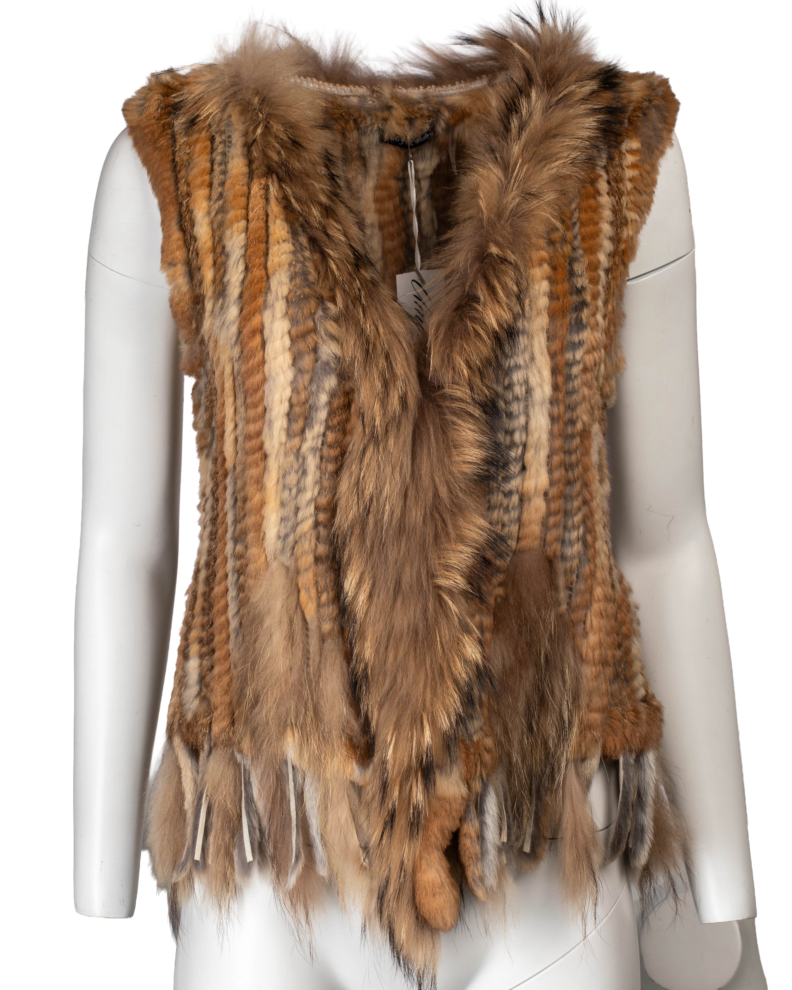 00S RABBIT FUR FRINGE VEST TOP