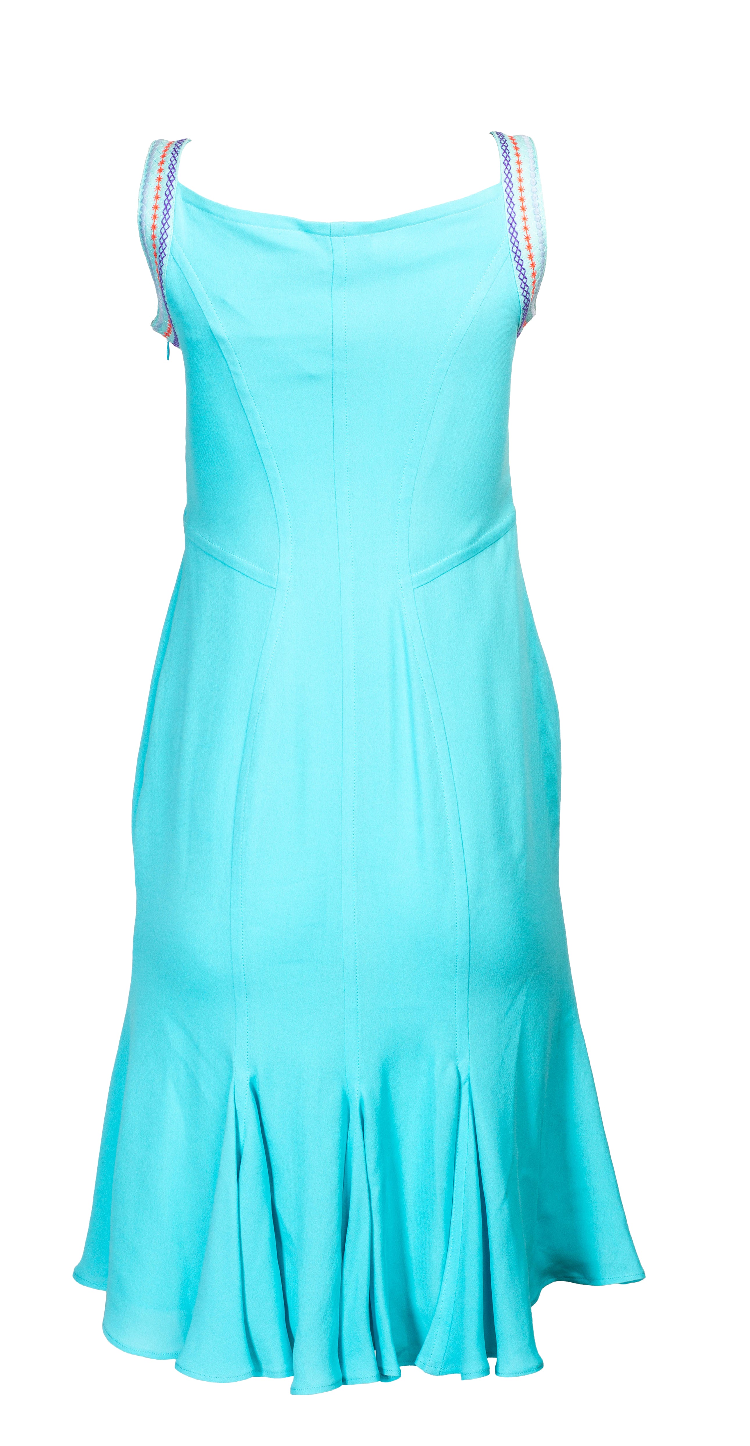 90s BLUE EMBROIDERED VELVET MIDI DRESS