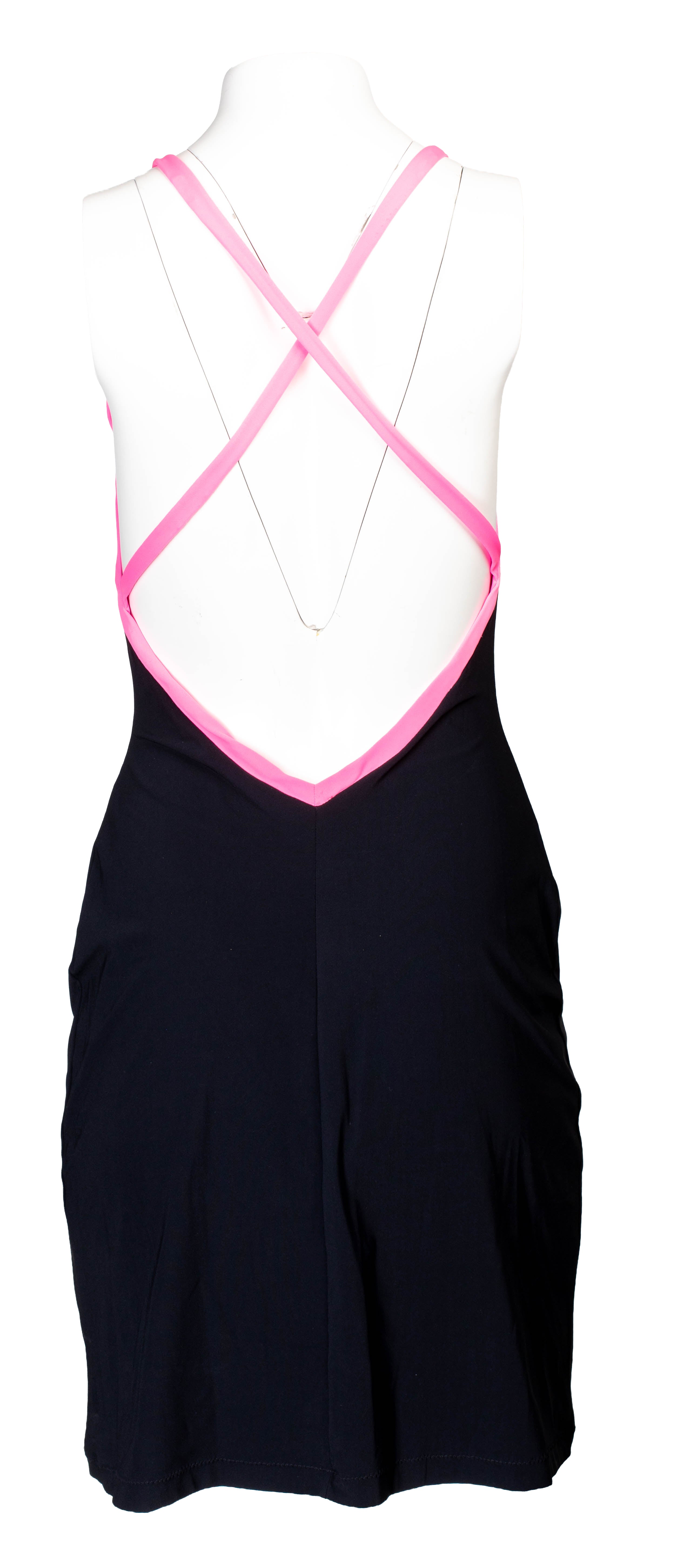 "LA MEDUSA" BLACK AND PINK MINI DRESS