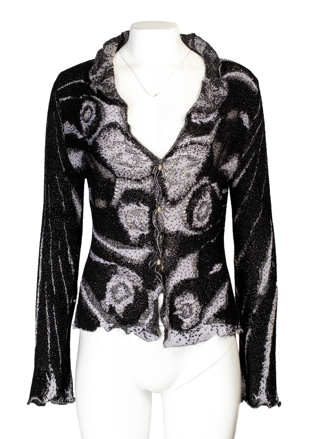 BLACK & GREY KNIT BUTTERFLY CARDIGAN