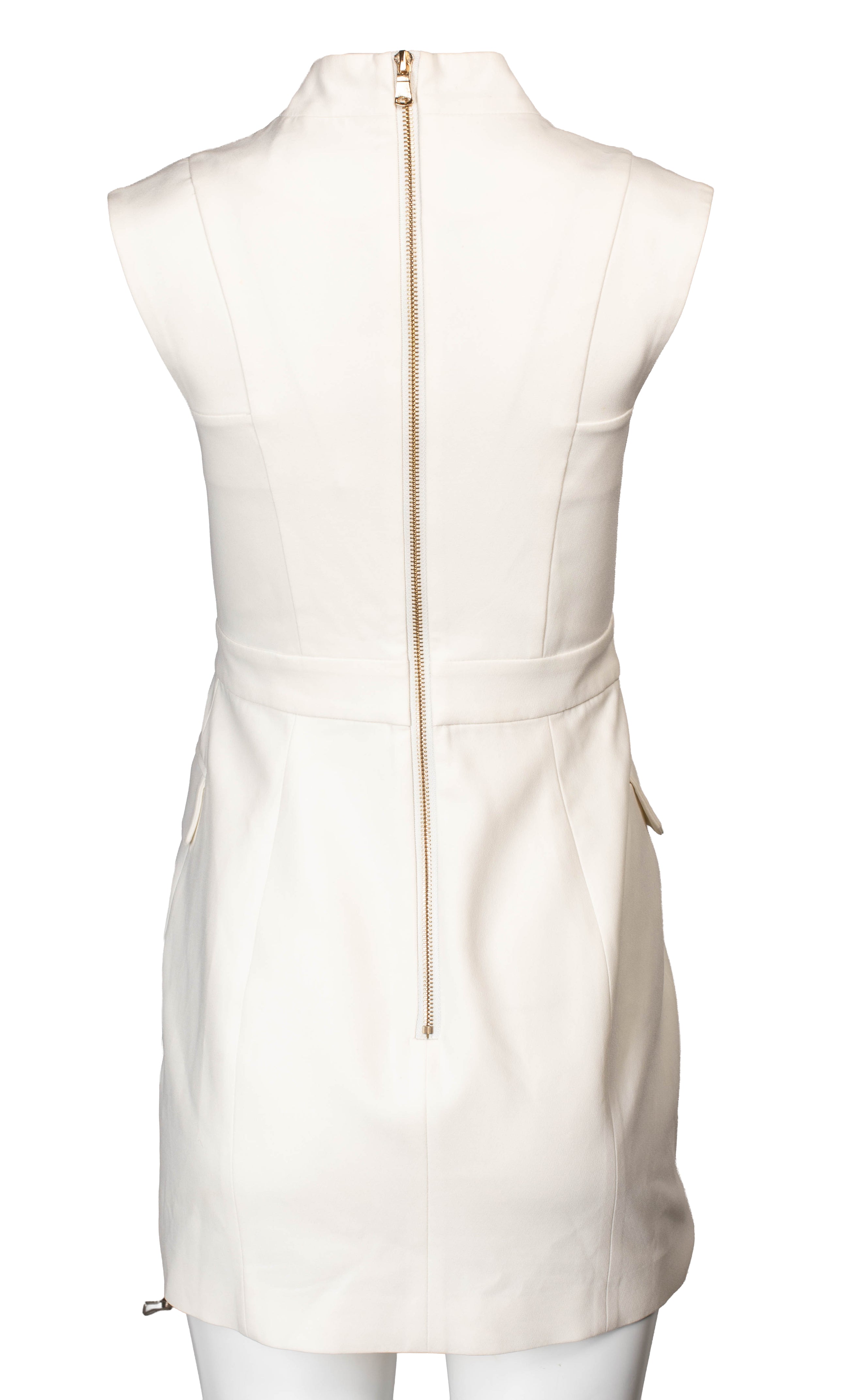 WHITE V NECK DOUBLE BREASTED DRESS (retail $2,685)