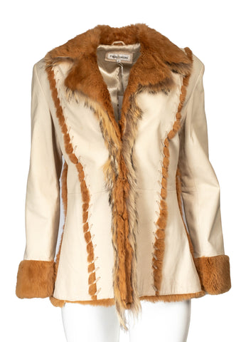 RABBIT FUR & LEATHER JACKET