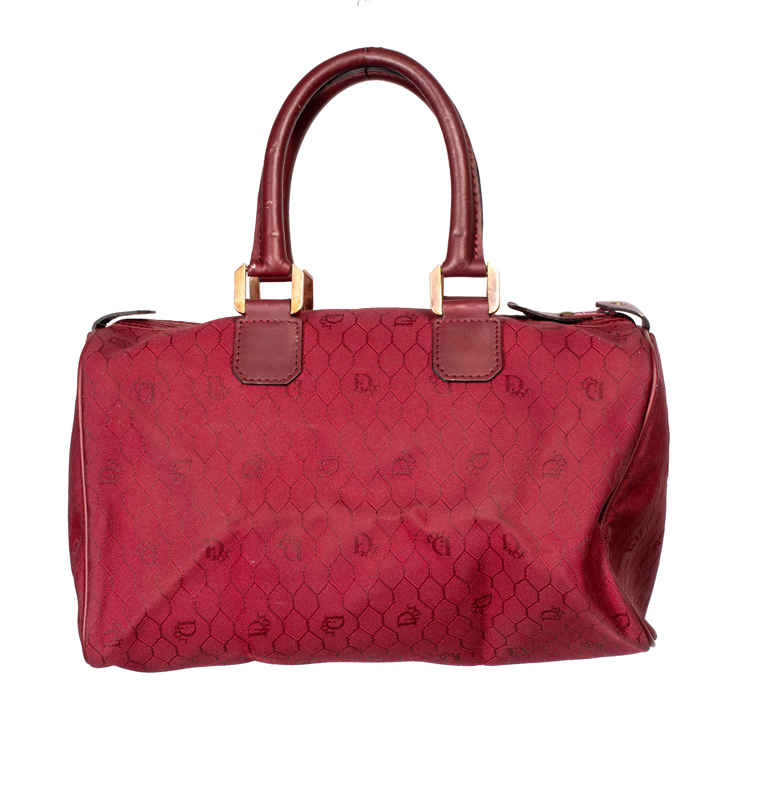 80S BURGUNDY HONEYCOMB BOSTON BAG