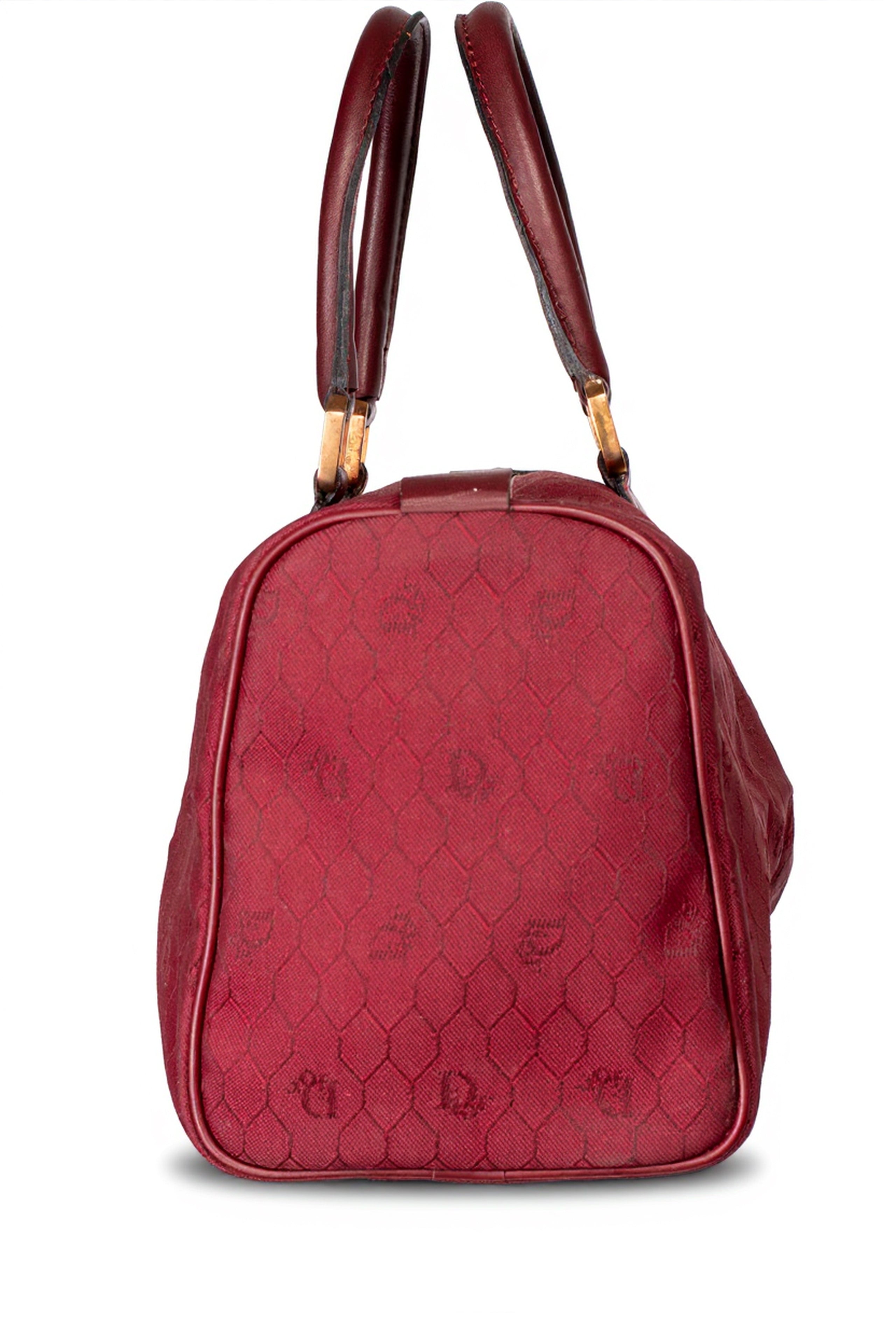 80S BURGUNDY HONEYCOMB BOSTON BAG