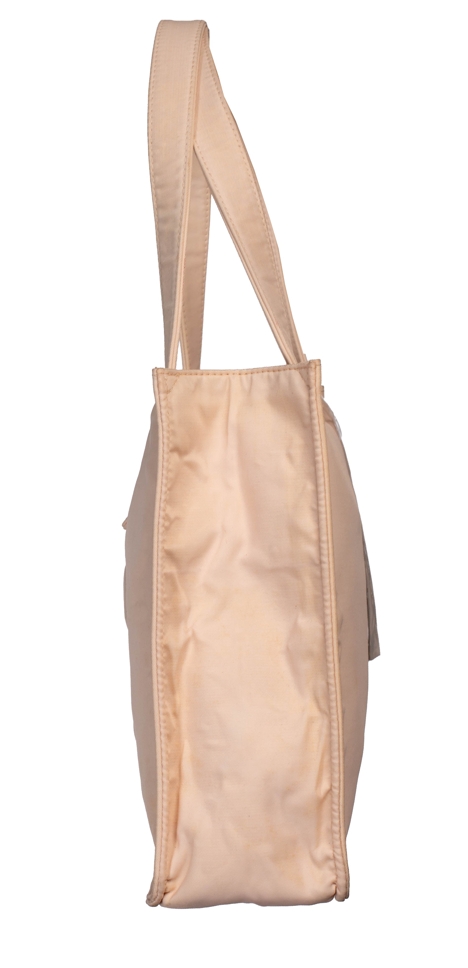 BABY PINK NYLON CC LOGO SMALL BUTTON TOTE *AS IS*