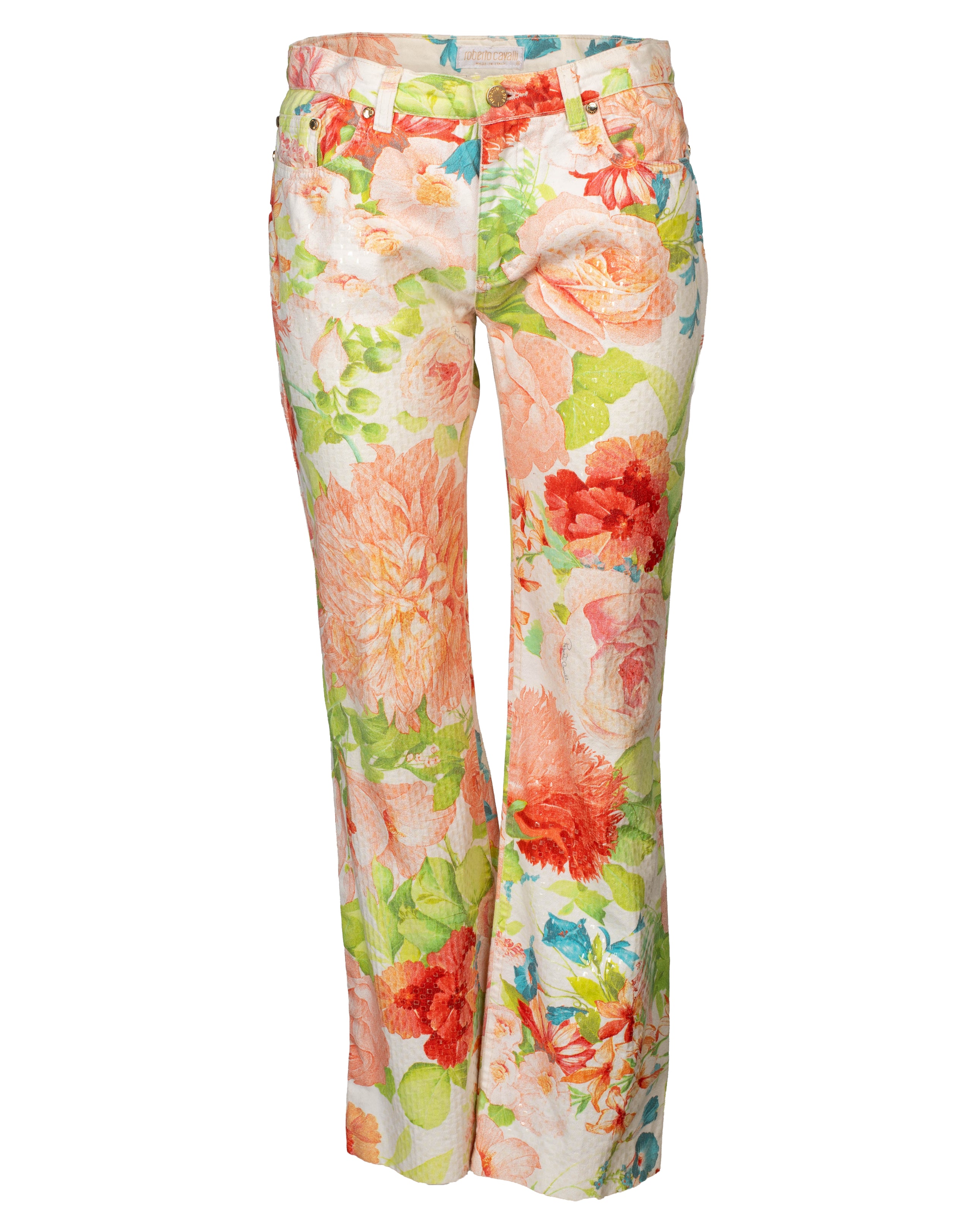 90S FLORAL SEQUIN PRINTED PANTS @AFENI