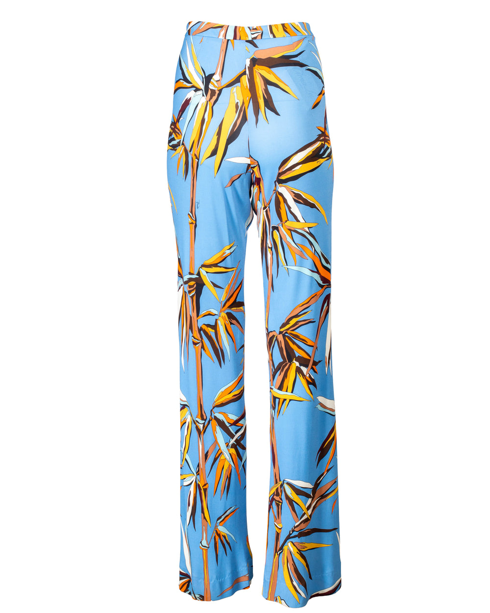 LIGHT BLUE PALM PRINTED PANTS @EBAREN