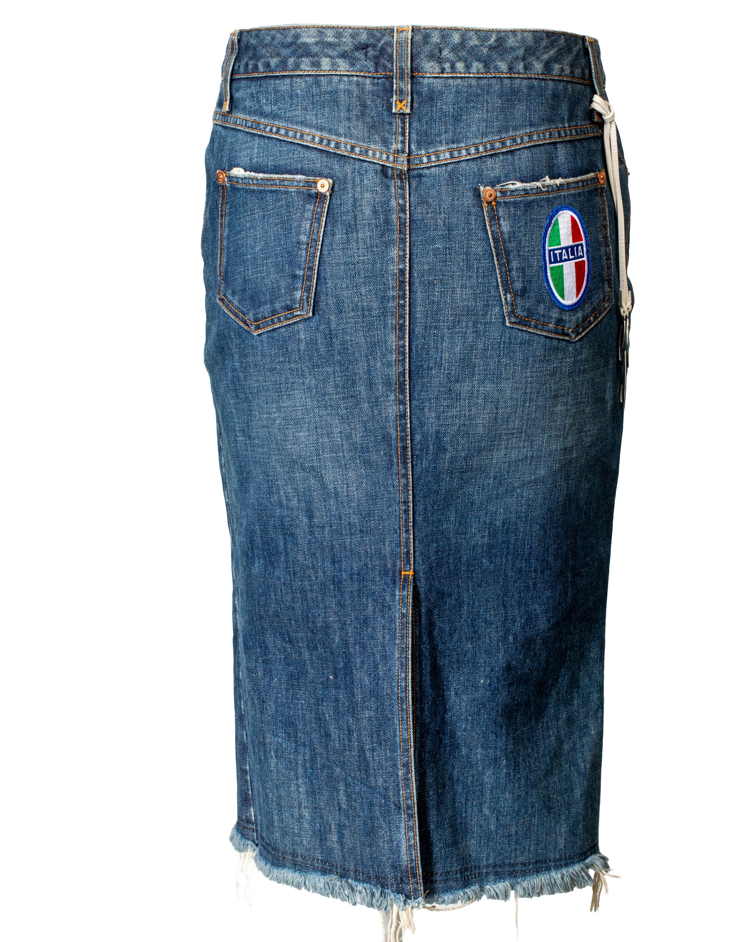 ITALIA DENIM CHARM MIDI SKIRT @RAD