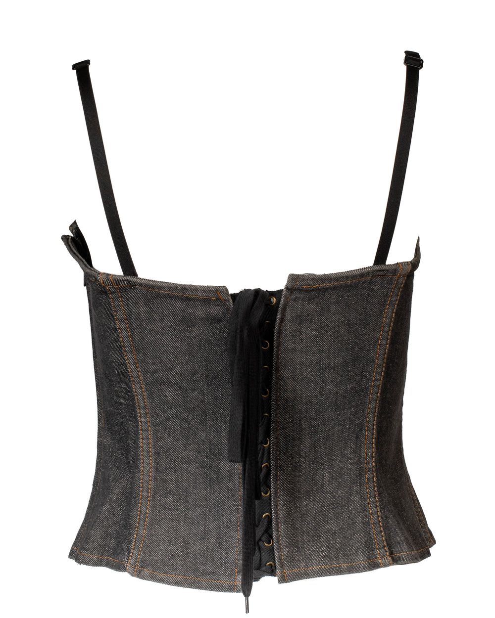 00S GREY DENIM BUSTIER TOP