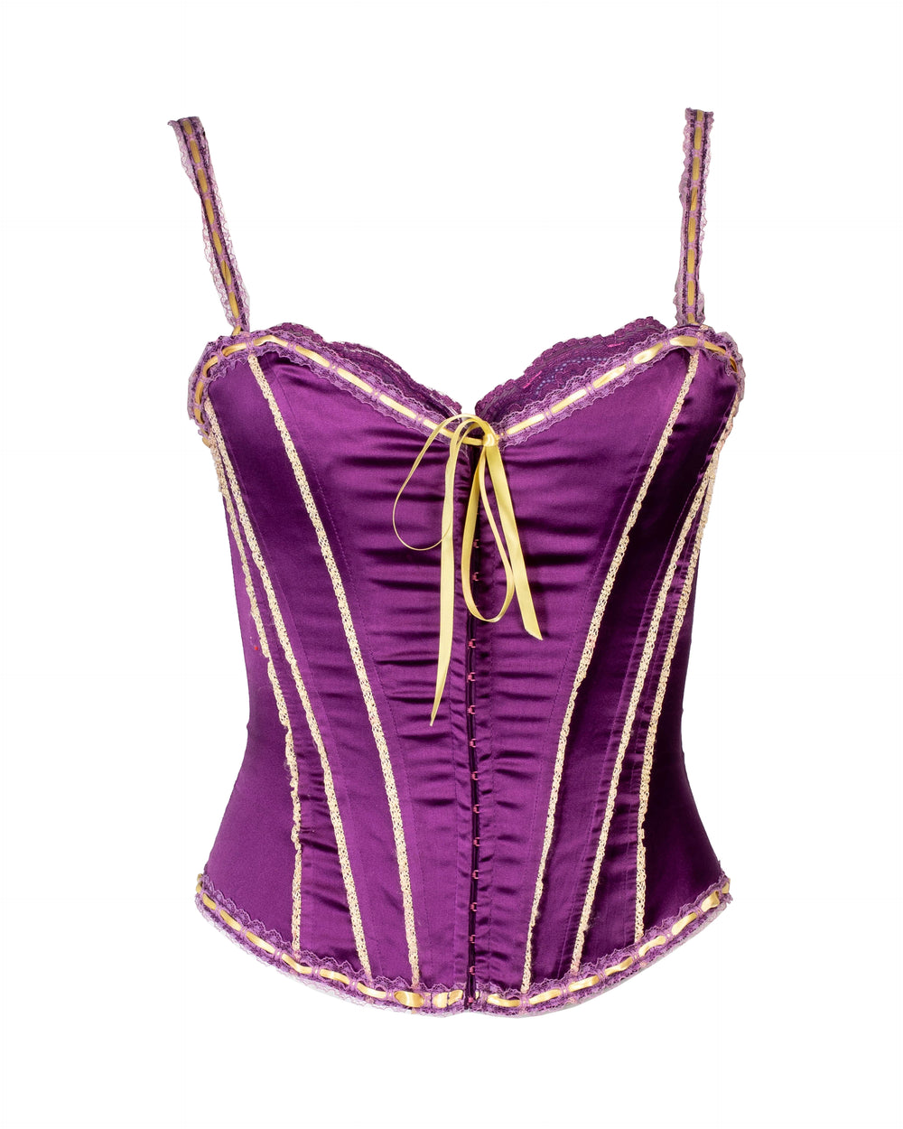 PURPLE & YELLOW RIBBON SATIN CORSET @IRIK